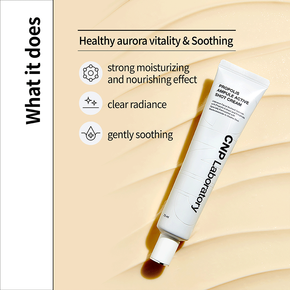CNP Laboratory Propolis Ampule Active Shot Cream 75ml - Hydrating & Anti-Aging Face Moisturizer for Glowing Skin | Perfect for Daily Skincare Routine & Night Care