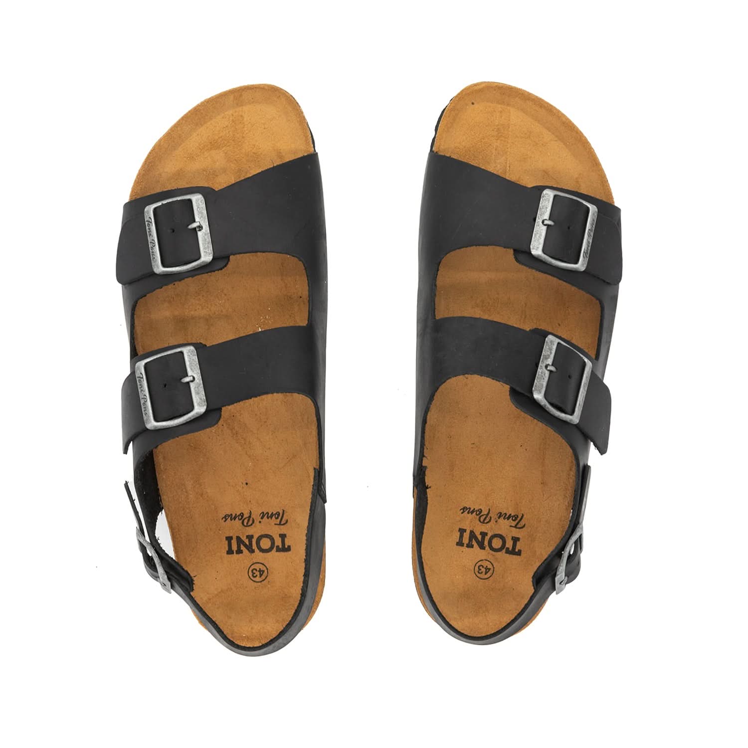 Men's Genuine Leather Sandal with Double Buckle Strap - Comfortable Casual & Outdoor Walking Shoes for Summer Beach Vacation and Daily Wear - Gil PE