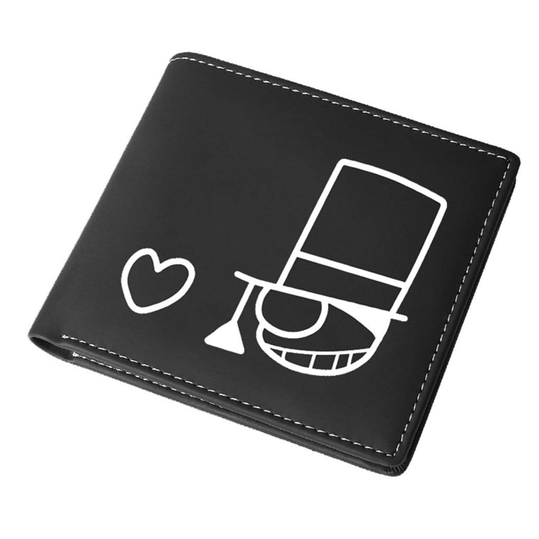 Detective Conan Anime Printed Men's Leather Wallet - Slim RFID Blocking Credit Card Holder for Daily Use & Travel - Black