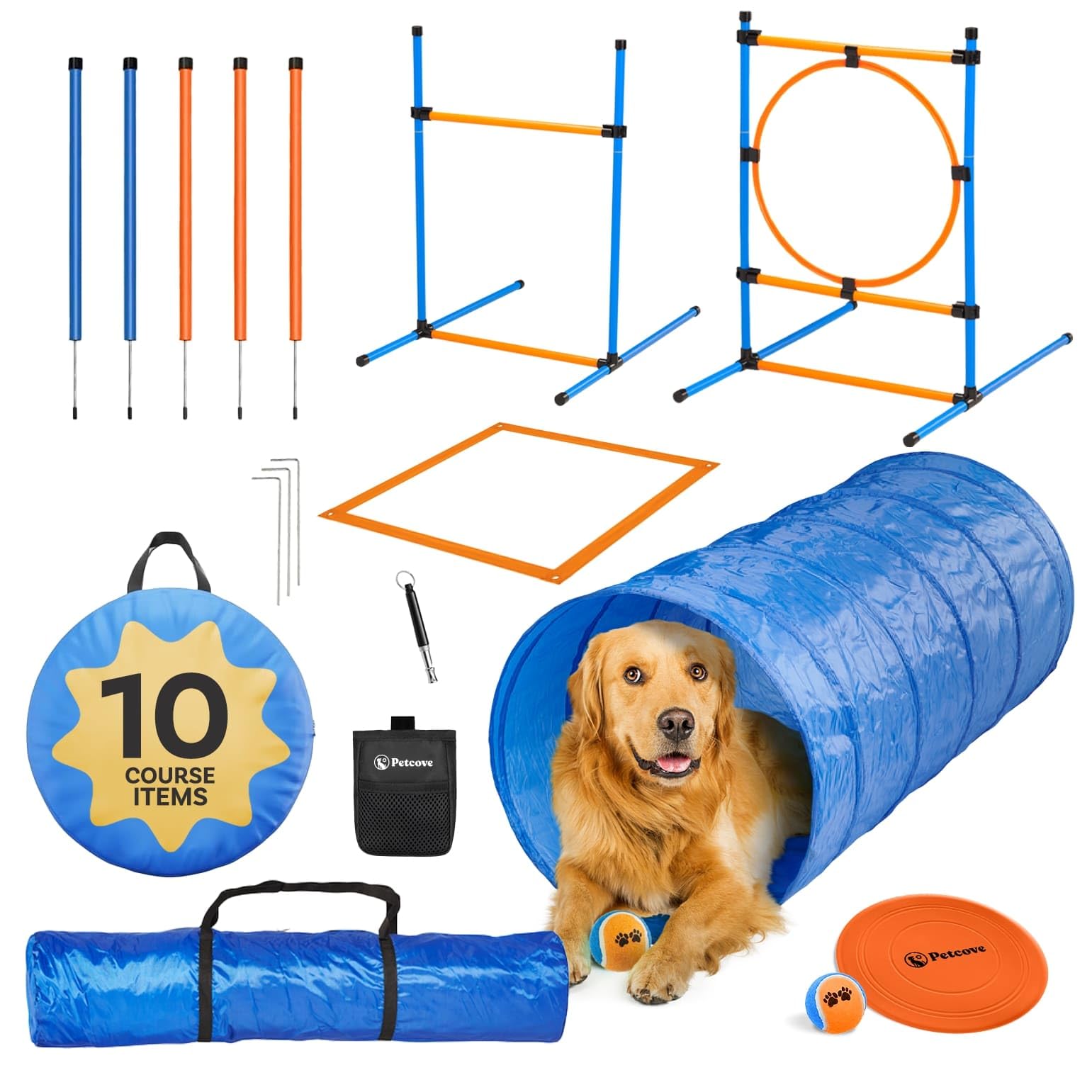 Premium Dog Agility Course Backyard Set - Professional Dog Agility Equipment & Obstacle Training Kit for Small & Large Dogs - Perfect for Backyard Training, Exercise & Fun Outdoor Play