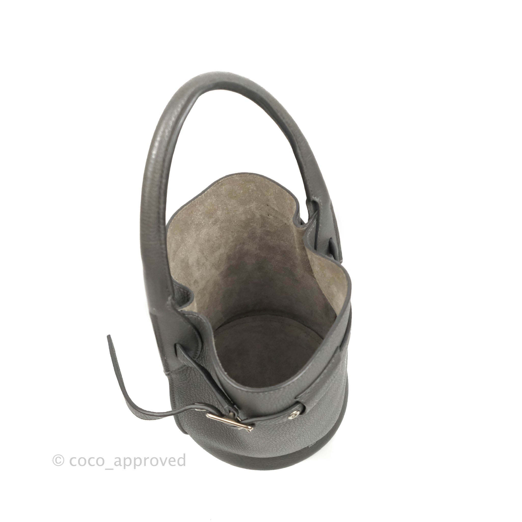 Celine Big Bag Nano Bucket Bag in Grey Grained Calfskin Leather - Stylish Crossbody Purse for Women, Perfect for Work, Travel & Everyday Use
