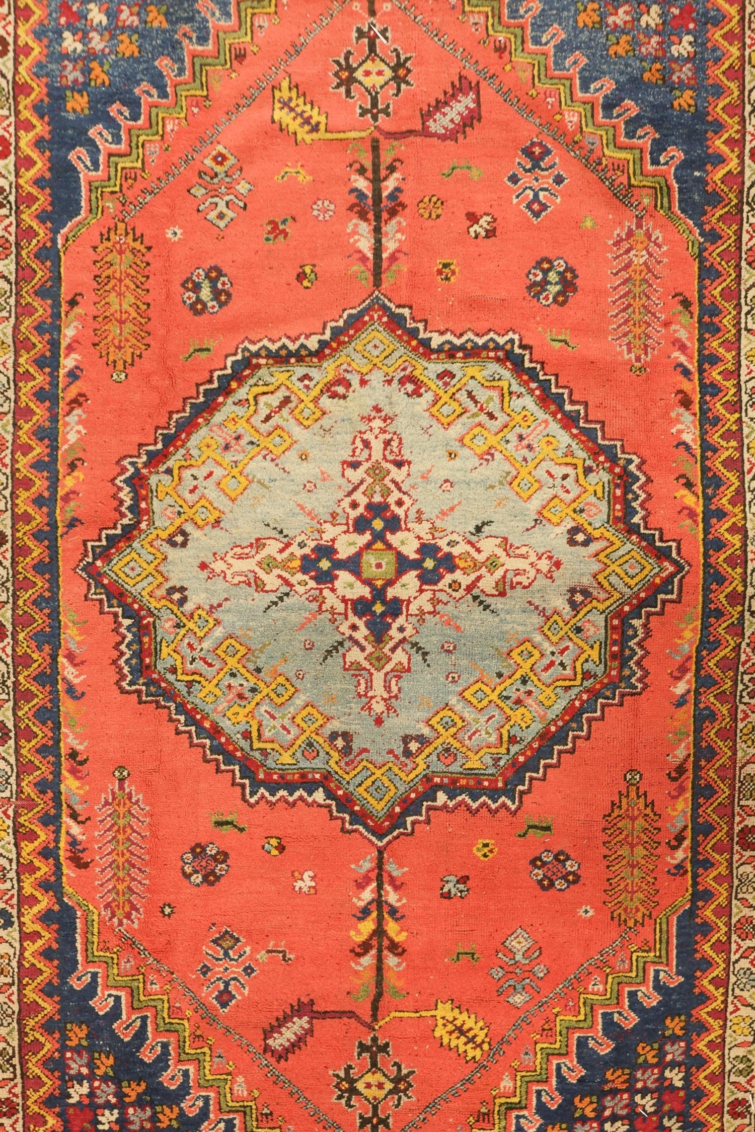 Handwoven Antique Rabat Tribal Rug - Authentic Moroccan Berber Carpet for Boho Home Decor, Living Room, Bedroom & Office (Style J71868)