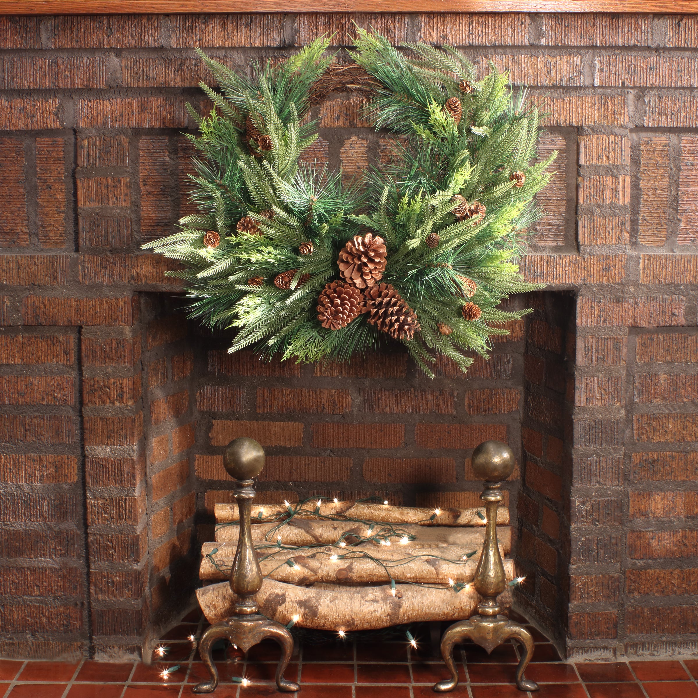 26 Inch Mixed Bristle Pine Christmas Wreath with Decorative Accents - Perfect for Holiday Door Decor, Fireplace Mantel & Festive Home Decorations