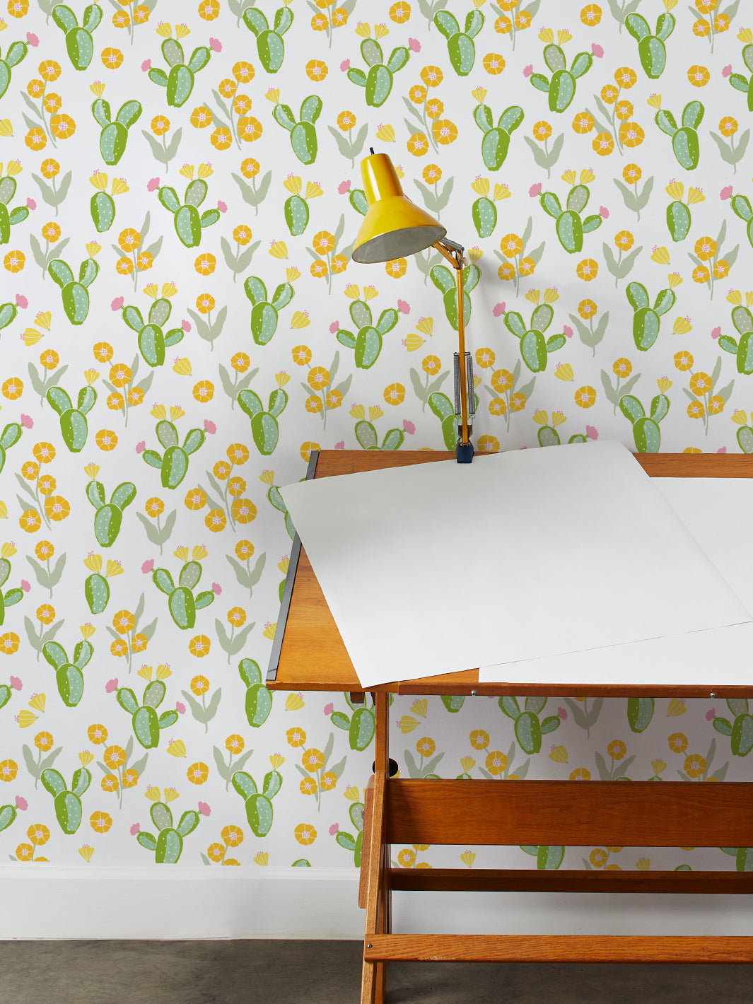 Tea Collection Cactus Floral Wallpaper in Marigold - Perfect for Boho Home Decor & Bedroom Accent Walls