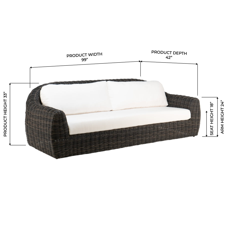 Sherbrooke Wicker Sofa - Outdoor Patio Furniture Set with Cushions, All-Weather Rattan Sectional Couch for Garden, Poolside, and Backyard Relaxation
