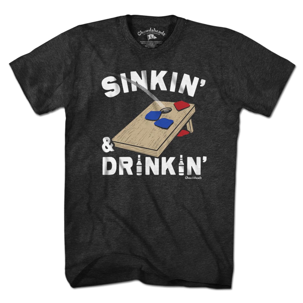 Vintage Sinkin' & Drinkin' Cornhole Graphic T-Shirt - Soft Unisex Cotton Blend Tee for Beach Parties & Tailgating