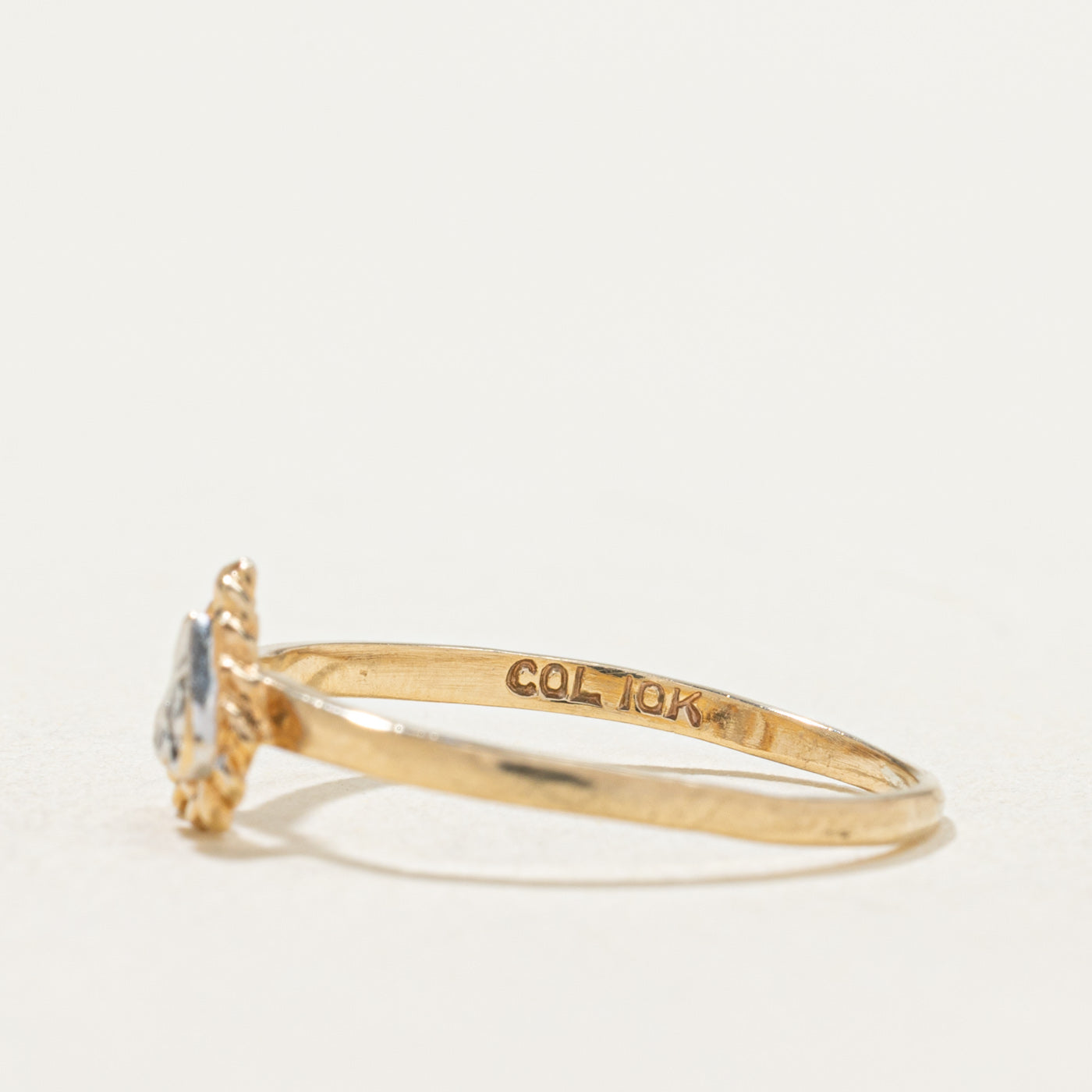 10K Two Tone Gold Diamond Open Heart Ring - 0.02ct Diamond Engagement Ring for Women - Size 5.25 - Perfect for Valentine's Day, Anniversary & Wedding Gift