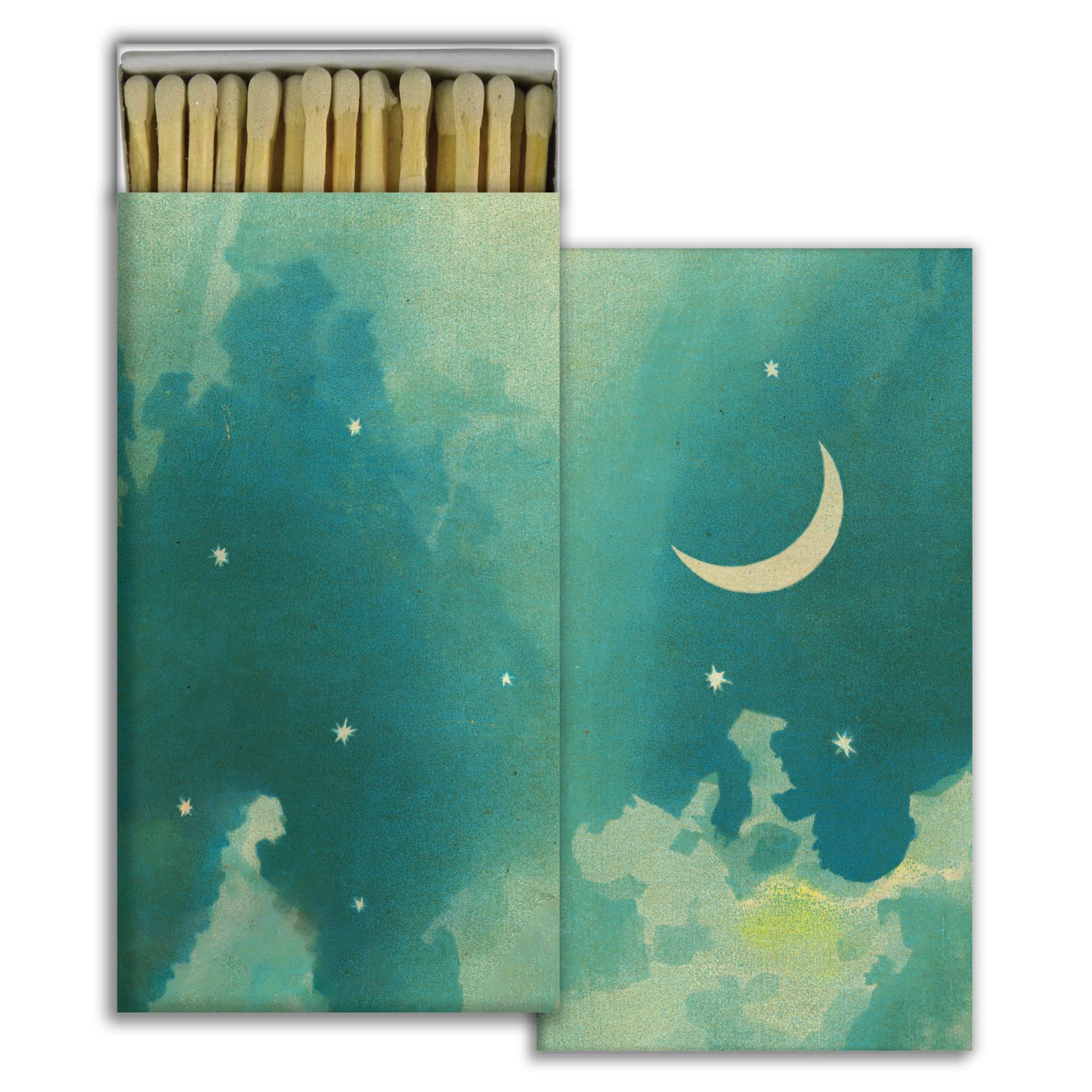 Moon and Stars Decorative Matchbox with Wooden Matches - Premium Fire Starter for Candles, Fireplaces, Campfires & Outdoor Cooking | Gift Idea for Home Decor & Romantic Ambiance
