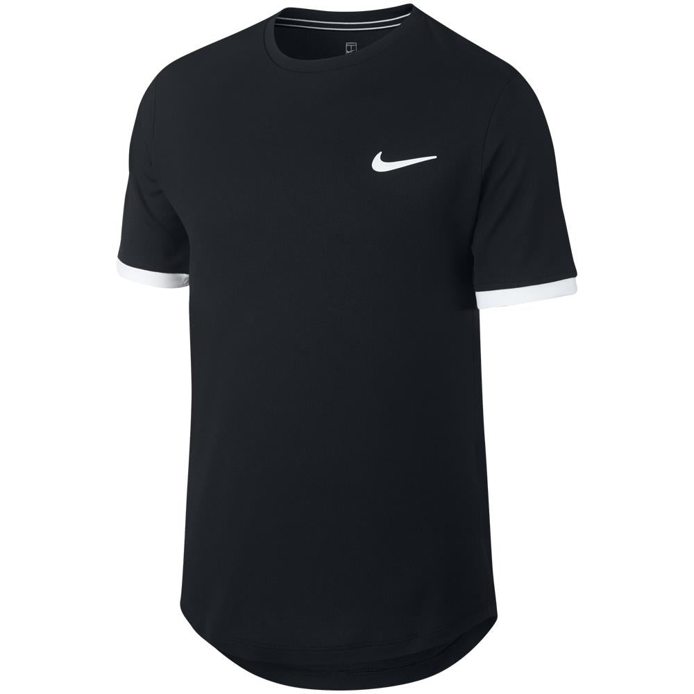 Nike Boys Court DryFit Short Sleeve T-Shirt - Black - Breathable & Moisture-Wicking Performance Shirt for Basketball, Tennis & Active Play