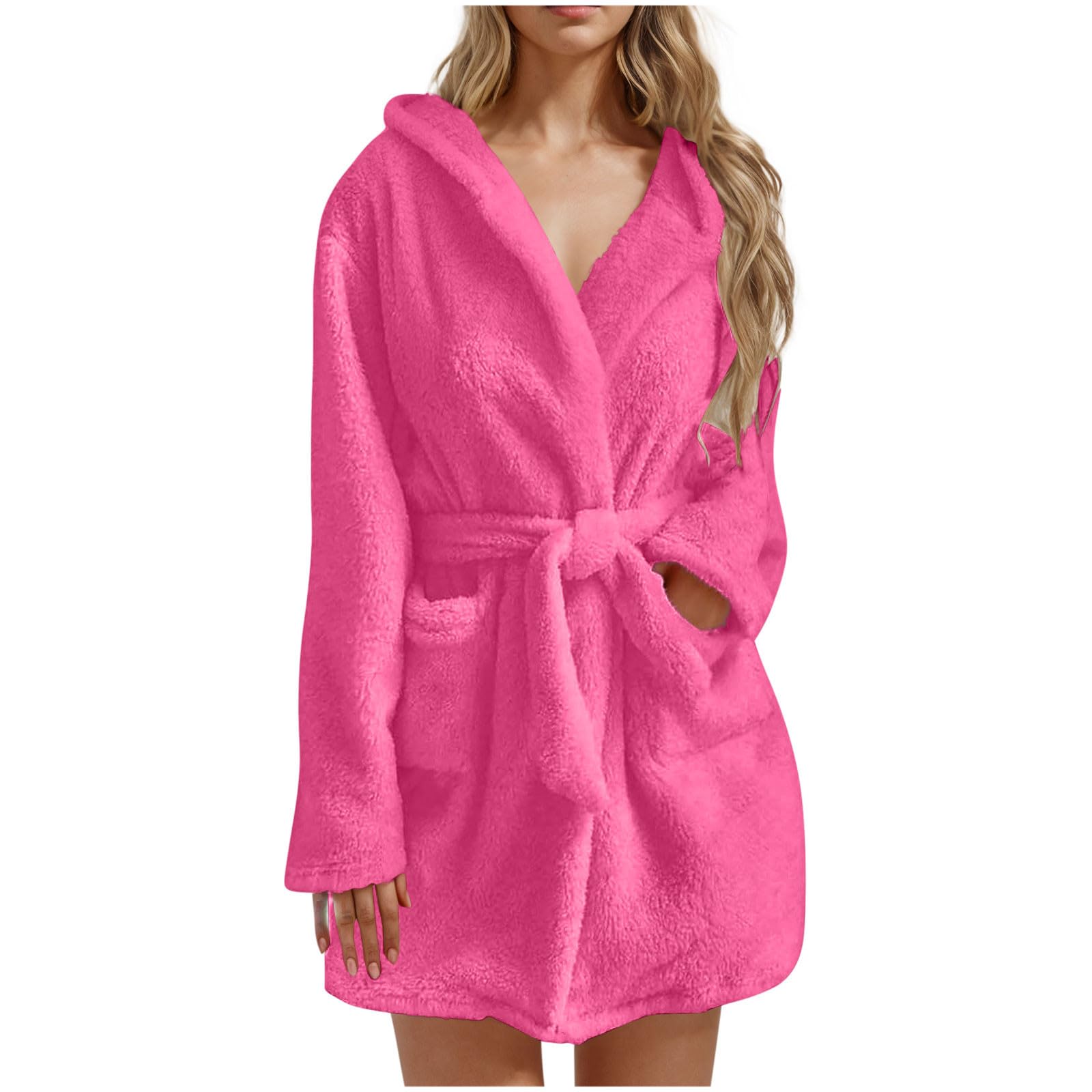 TARIENDY Women's Plush Hooded Robe - Soft Fleece & Sherpa Lined Bathrobe with Pockets | Lightweight Cozy Loungewear for Spa, Home & Winter Relaxation