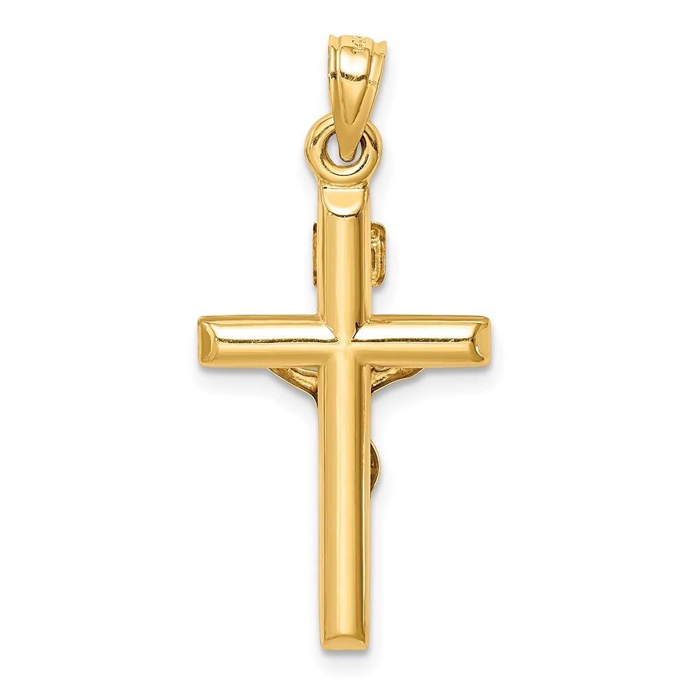 14K Gold Hollow Religious Crucifix Cross Pendant for Women - Elegant Fine Jewelry Gift for Baptism, Confirmation & Church Occasions | Diamond2Deal