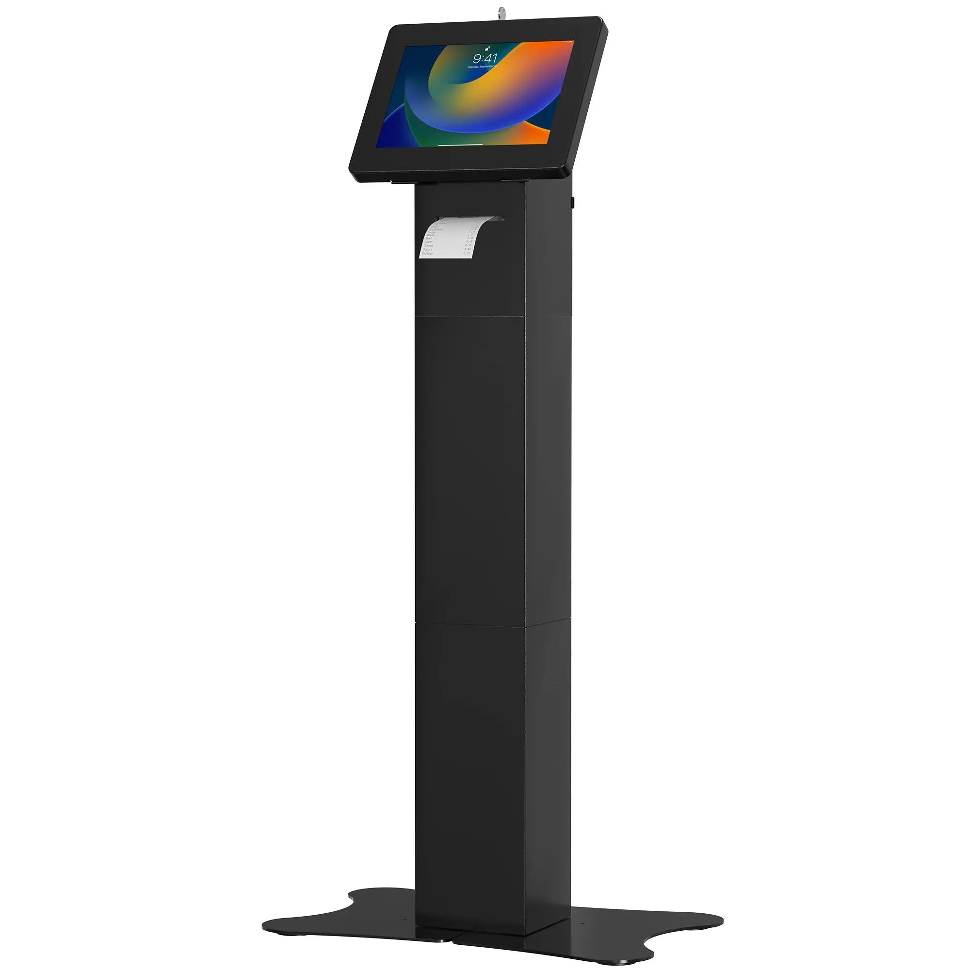 Premium Locking Floor Stand Kiosk with Security Enclosure - Secure Storage & Printer Shelf Compartment for Retail, Banking & Self-Service Terminals