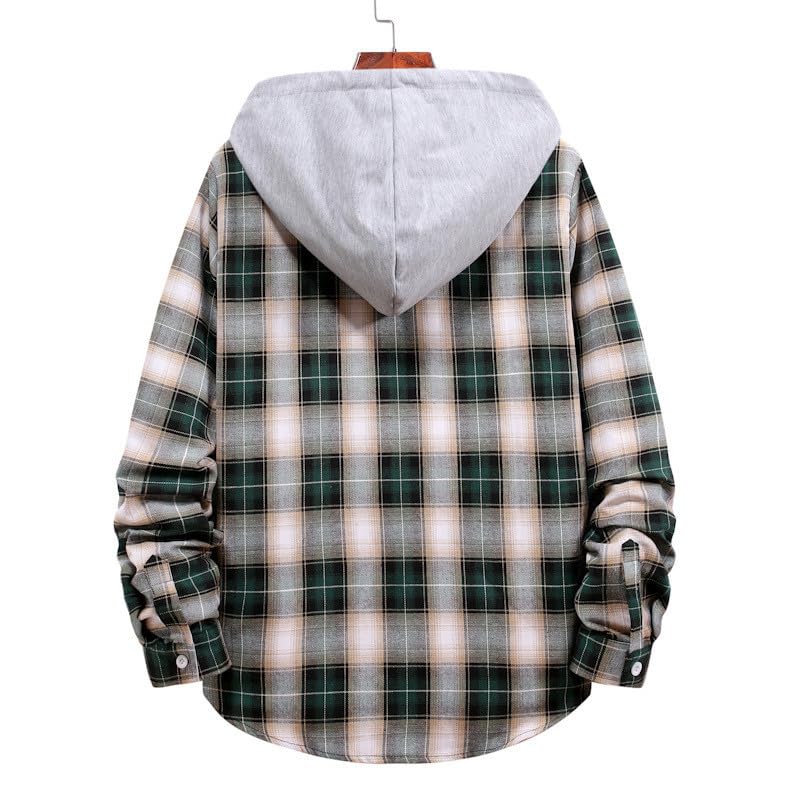 Men's Hooded Flannel Shirt - Soft Plaid Long Sleeve Shirt for Casual Wear & Outdoor Activities - Perfect for Camping, Hiking & Fall Layering