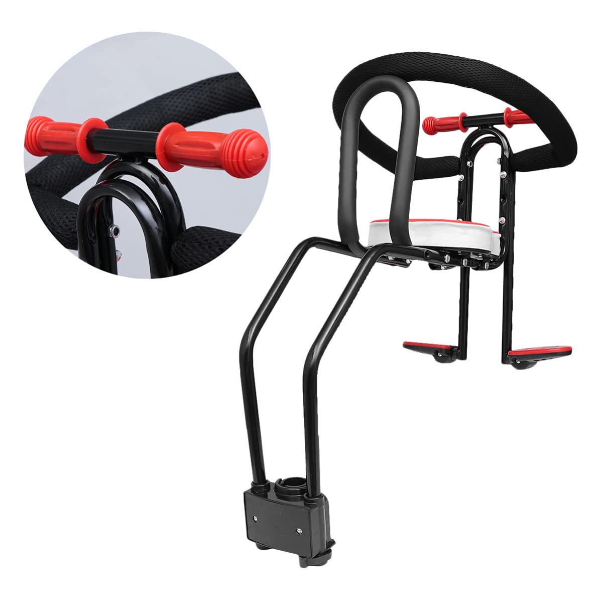 BESPORTBLE Front Mount Bike Child Seat - Ergonomic & Safe Mountain Bike Seat for Kids (Red, Size) - Perfect for Family Cycling & Outdoor Adventures
