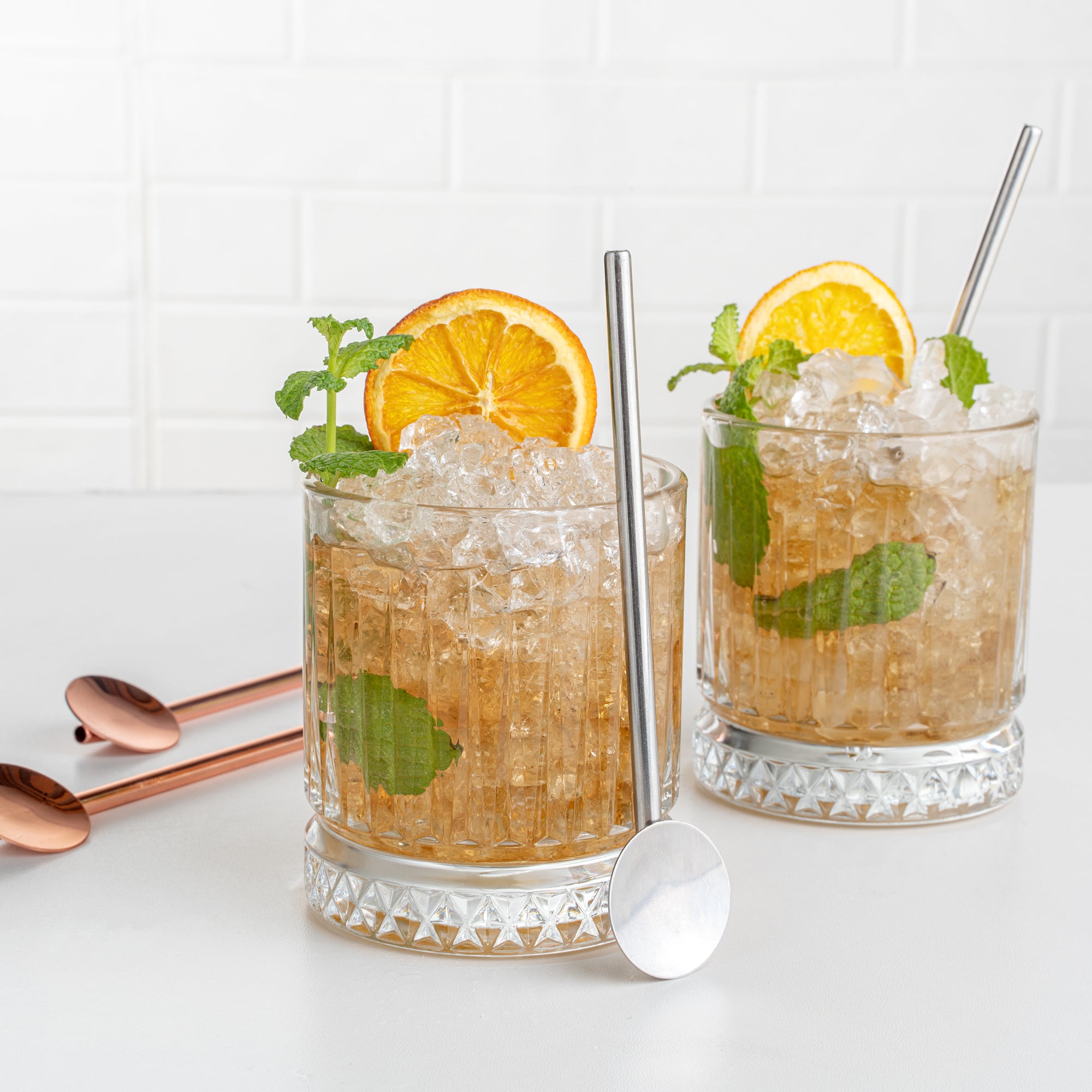 Premium Bar Lux Stainless Steel Julep Spoon Straws - Set of 5 (2 Count Box) - Perfect for Cocktails, Mint Juleps & Iced Beverages at Home Bars & Parties