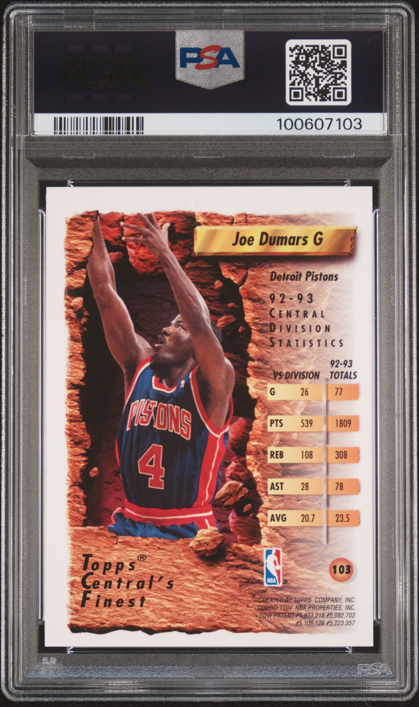 1993 Finest Joe Dumars Refractor #103 PSA 9 Mint Basketball Card - Rare Collectible for NBA Memorabilia Fans & Sports Card Investors - Perfect for Display, Trading, and Investment Portfolios