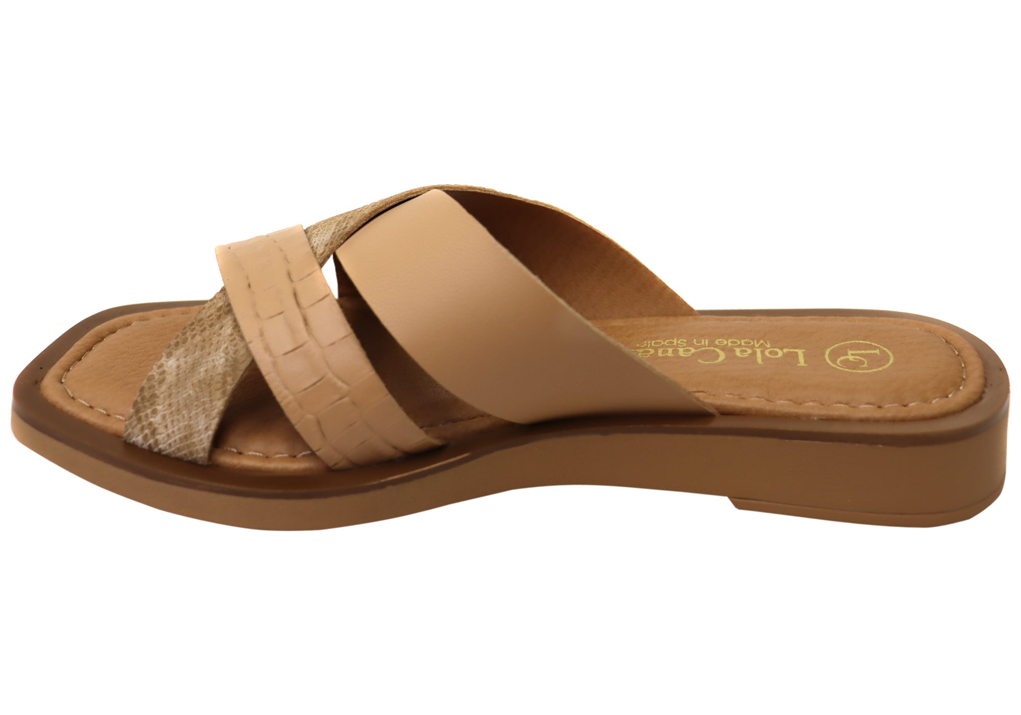 Lola Canales Nelli Women's Comfort Leather Slides Sandals - Handmade in Spain - Perfect for Beach, Pool, and Summer Casual Wear
