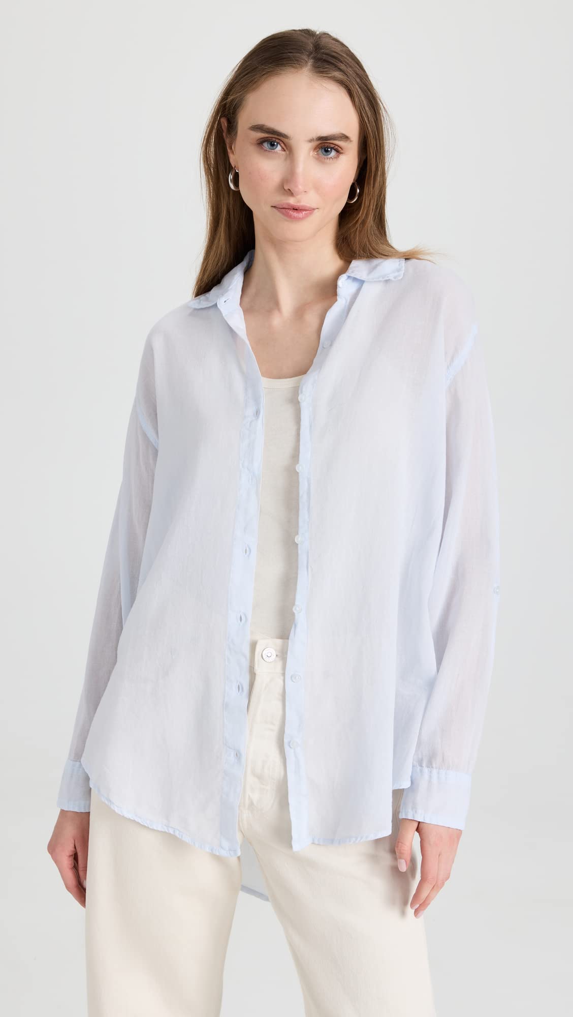 SUNDRY Women's Oversized Button Down Shirt - Casual Long Sleeve Loose Fit Blouse for Travel, Work & Everyday Wear | Comfortable & Stylish Plus Size Tops