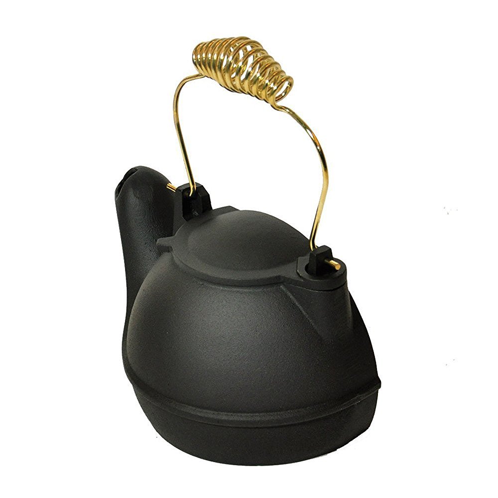 2 Quart Black Half Kettle with Brass Handle - Stovetop Tea Kettle for Gas & Electric Ranges - Perfect for Tea, Coffee & Hot Water Preparation
