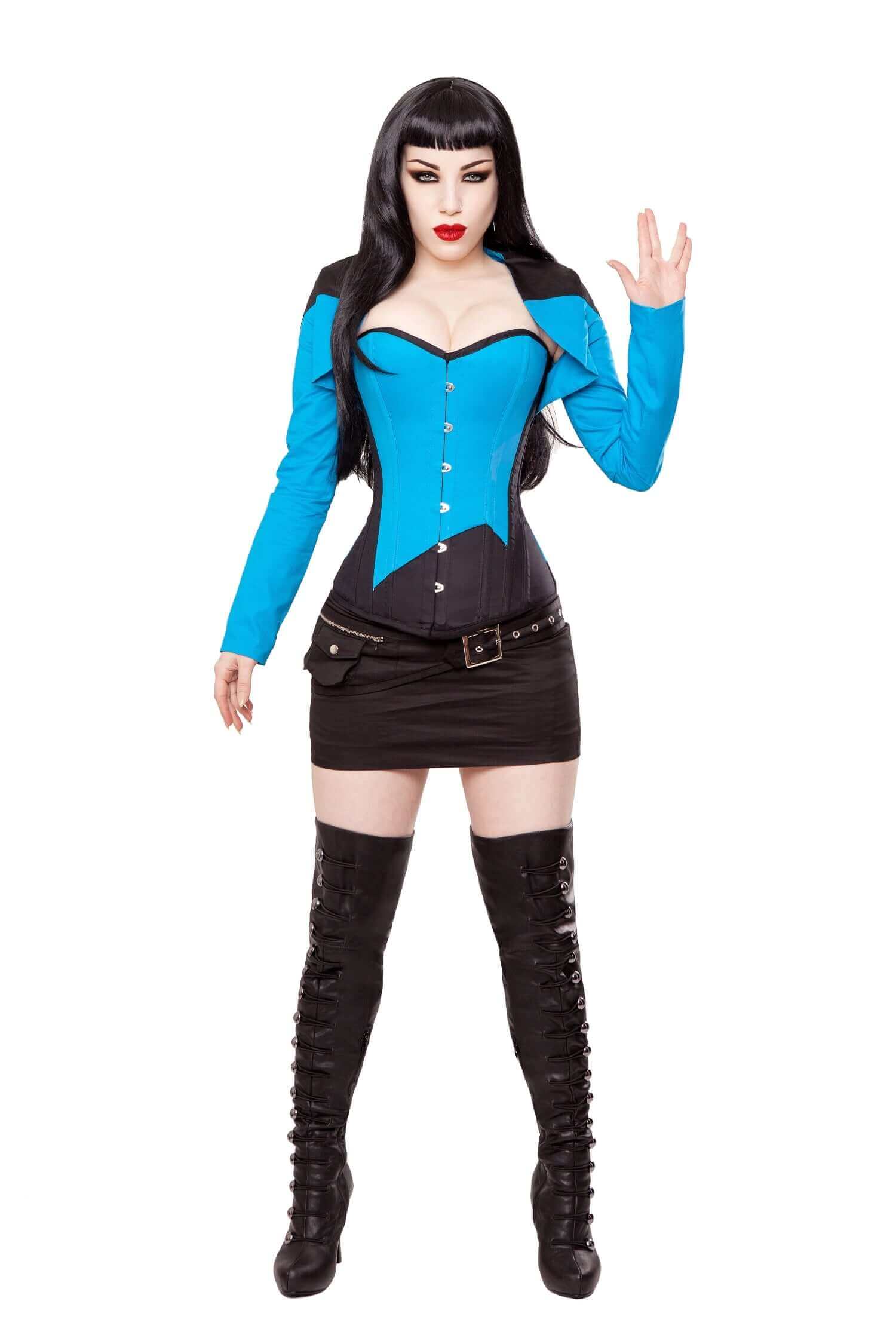 Playgirl Black & Blue Cotton Bolero Shrug Top - Women's Fashion Lace Cardigan for Casual Outfits & Evening Wear