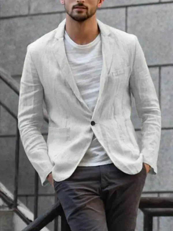Premium Men's Linen Blazer - Lightweight Summer Business Casual Jacket for Office, Weddings & Outdoor Events
