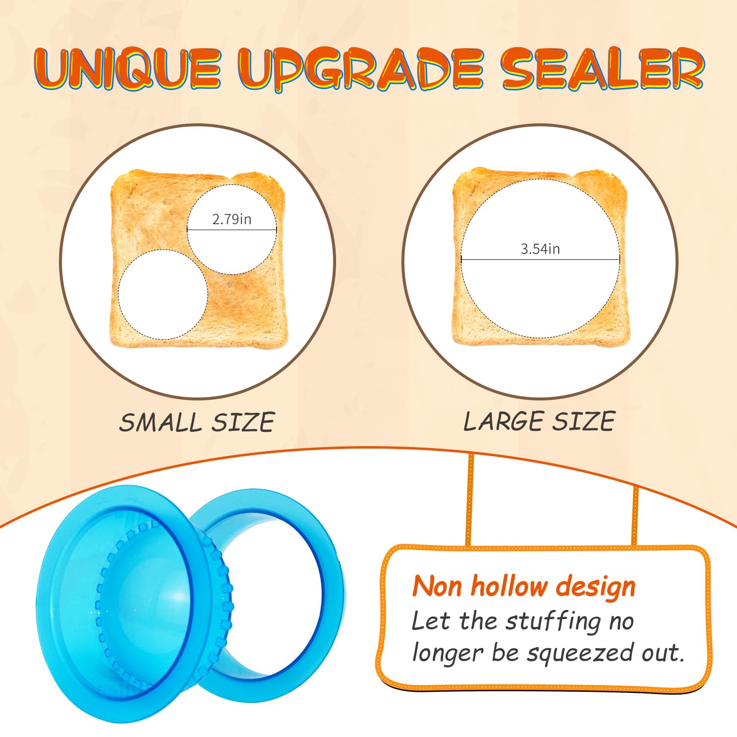 HiYZ 5-Piece Sandwich Cutter and Sealer Set - Stainless Steel Peanut Butter & Jelly Crustless Sandwich Maker, Pancake and Cookie Cutter for Kids - Perfect for School Lunches, Picnics, and Family Breakfasts