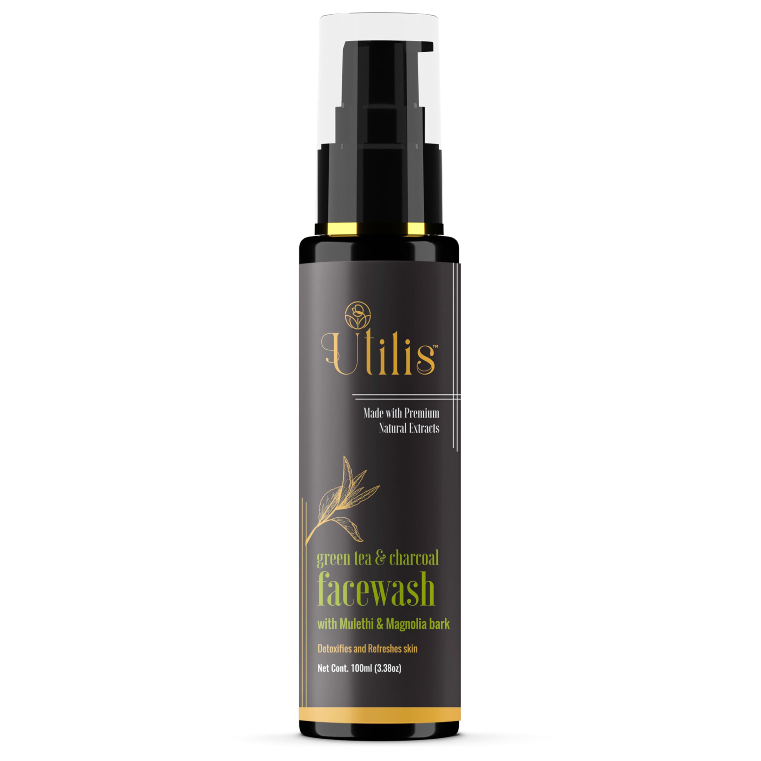 Charcoal Face Wash for Oily Skin - Deep Cleansing, Tan Removal & Anti-Pollution - Green Tea & Menthol Infused - 100ml - Suitable for Men & Women - Perfect for Daily Skincare Routine & Post-Workout Refreshment