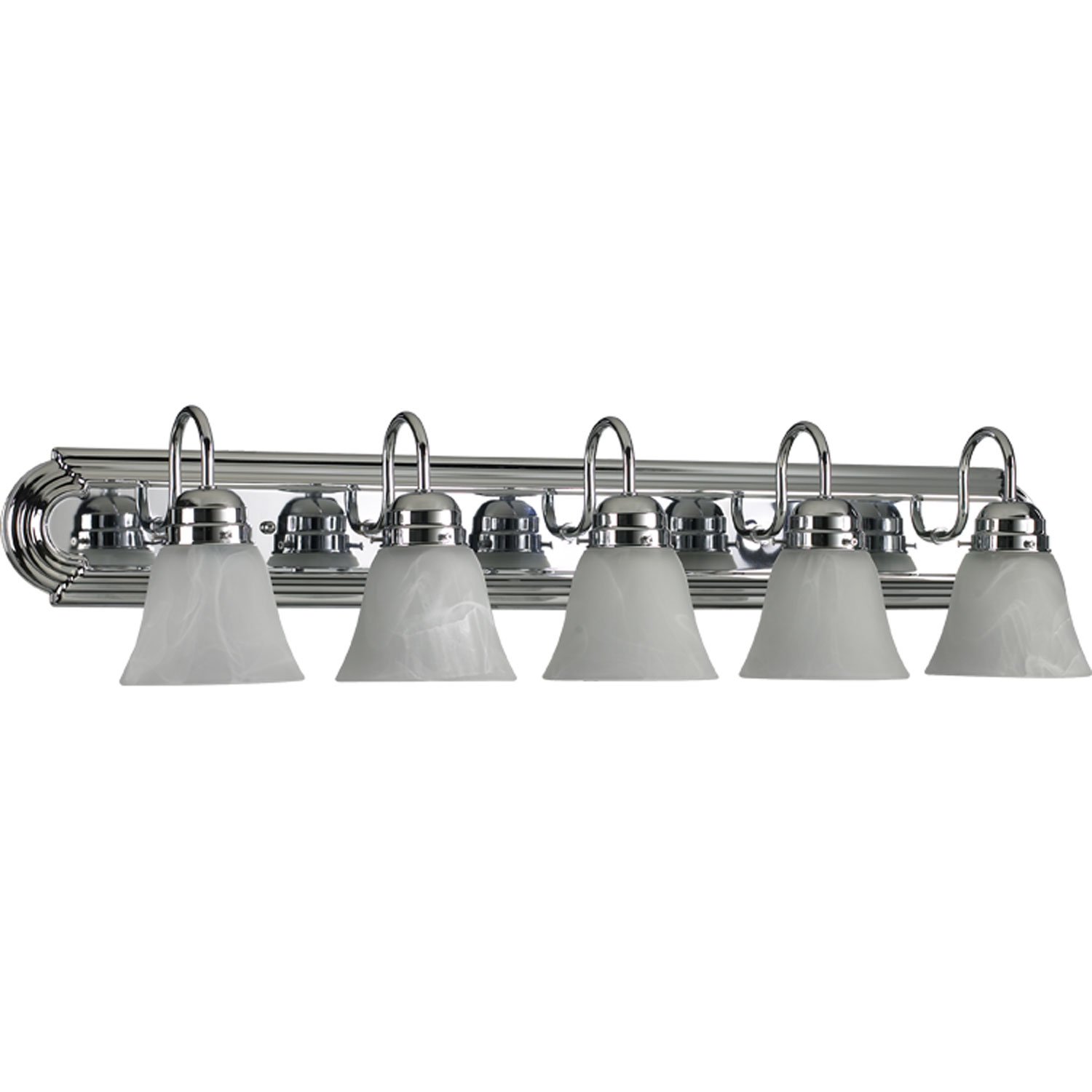 Quorum International 5094-5-114 Chrome Vanity Light Fixture with Alabaster Swirl Glass Shades - Elegant Bathroom Lighting for Vanity Mirror, Dressing Room & Makeup Area