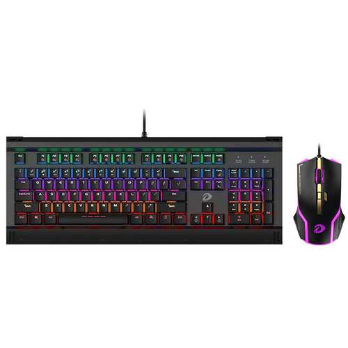 Dareu EK812T 104-Key LED Backlit Mechanical Gaming Keyboard and Mouse Combo - Perfect for PC Gaming, Office Work, and Typing