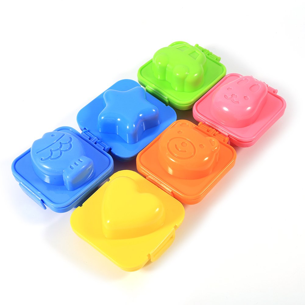 BORDSTRACT 6-Piece Cartoon Egg Shaper Set - Cute Boiled Egg Molds, Sushi Rice Molds & Bento Makers for Kids Lunch Box - Fun DIY Sandwich & Cooking Tools for School Lunches & Party Snacks