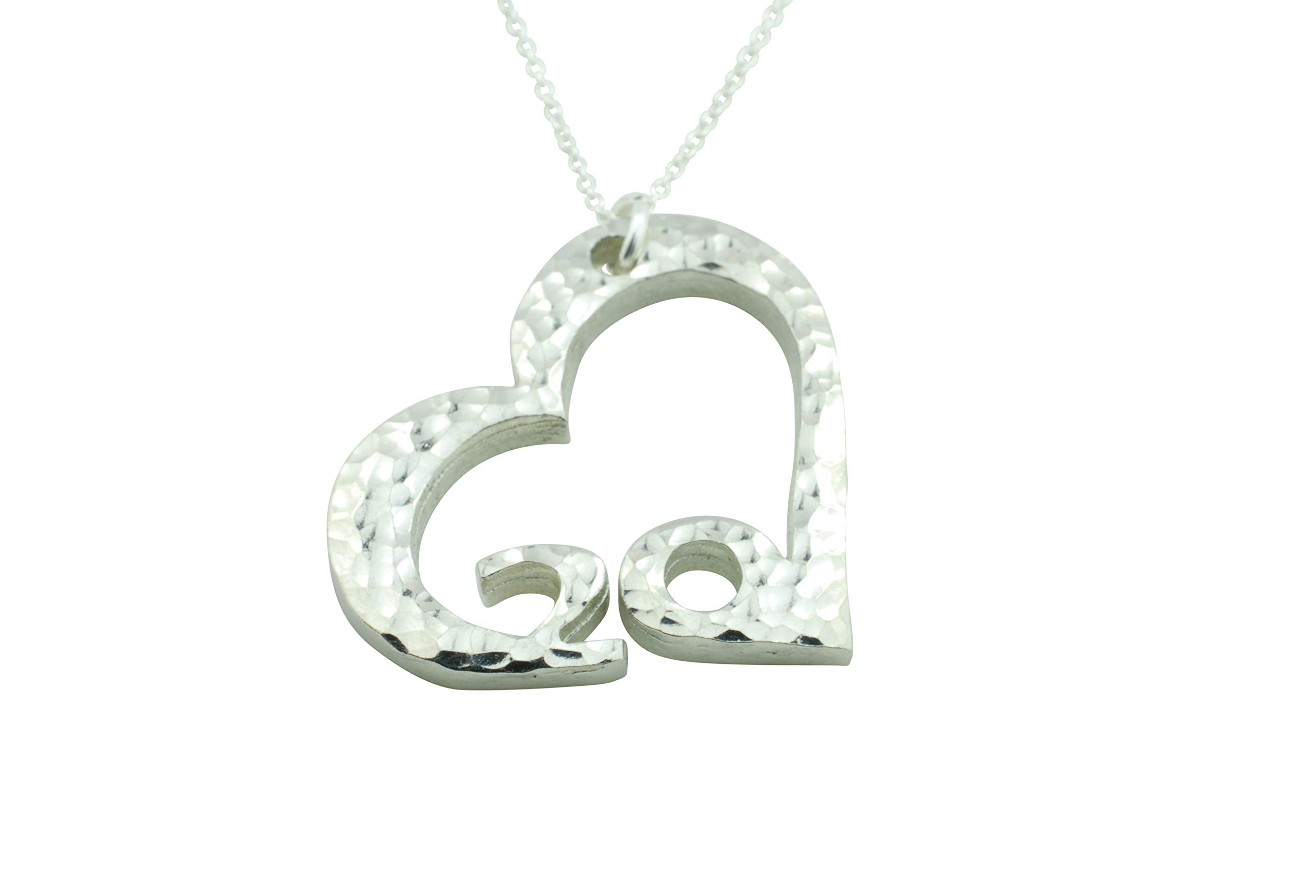20th Anniversary Beaten Heart Pendant Necklace - Romantic 20 Year Gift for Her - Perfect for Anniversaries, Valentine's Day & Special Occasions