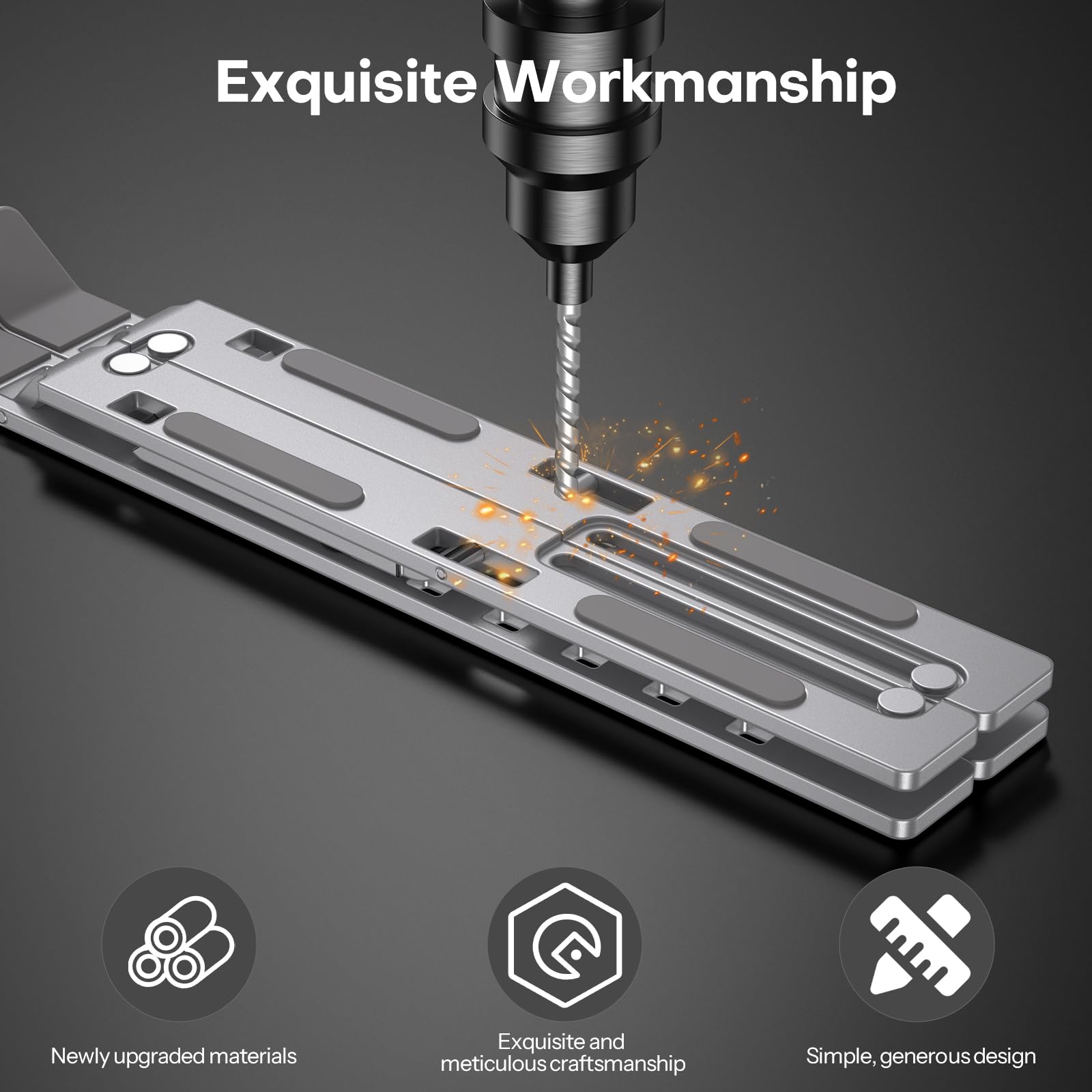 OMOTON LA02 Adjustable Foldable Aluminum Laptop Stand - Portable Ergonomic Laptop Riser Holder for MacBook Air Pro, HP, Dell, Lenovo & 15.6