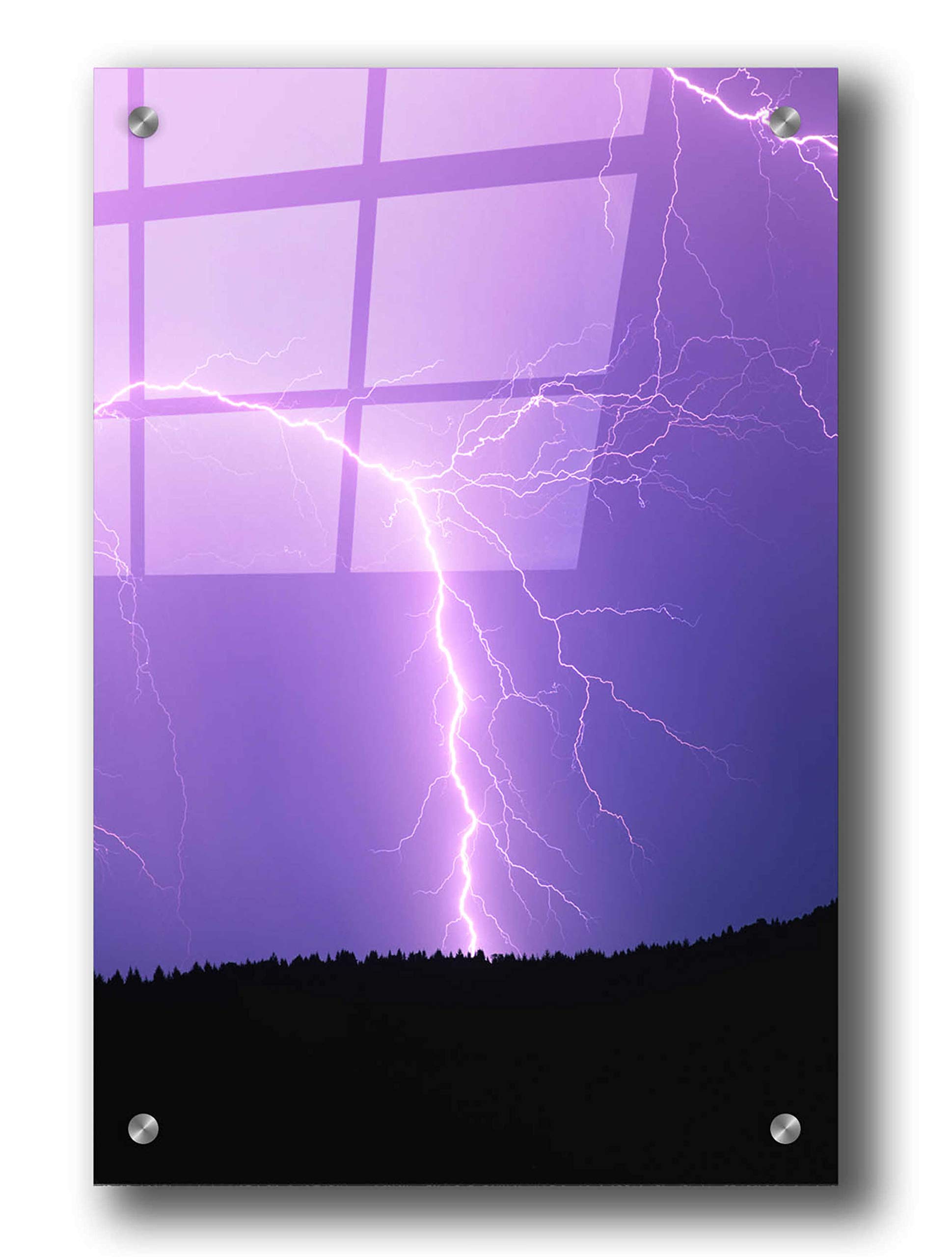 Epic Art 'Lightning II' by Dennis Frates - Acrylic Glass Wall Art Print 24x36 Inches - Modern Home Decor for Living Room, Bedroom & Office