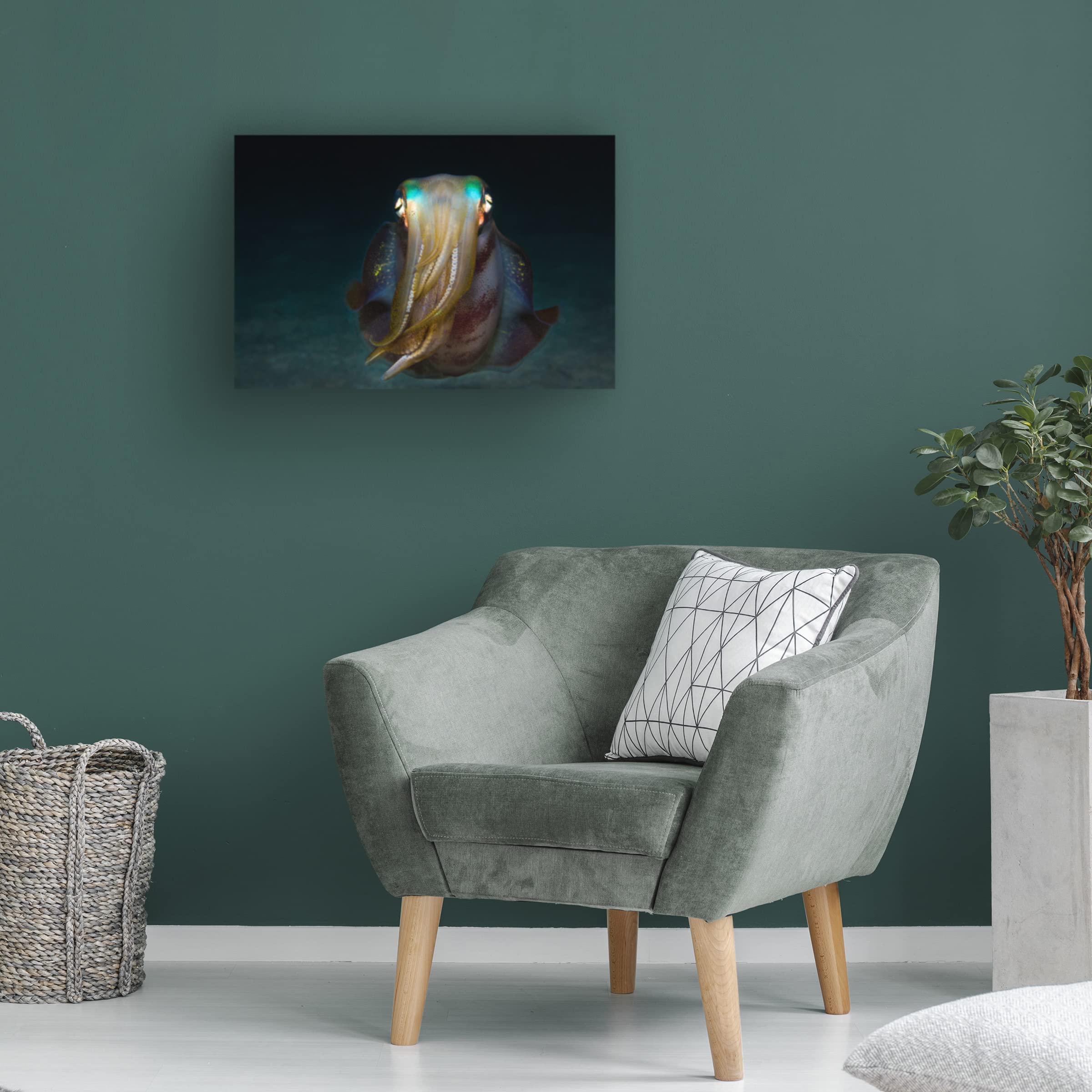 Anna Shvab 'Squid' Canvas Wall Art Print - Modern Ocean Themed Painting for Living Room, Bedroom & Office Decor