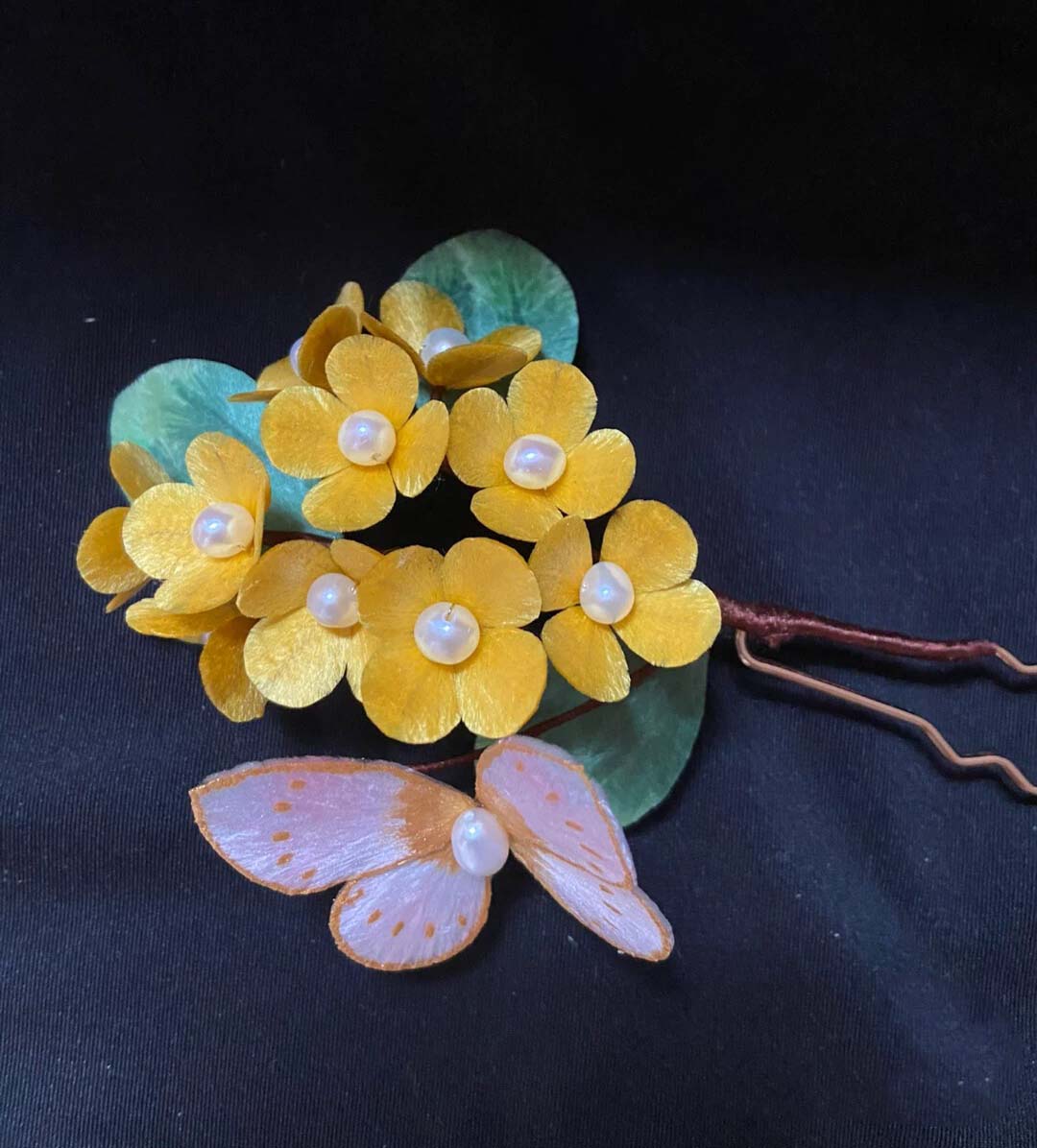 Elegant Custom Silk Hairpin with Sweet Floral Scent - Handmade Ronghua Hair Accessory for Weddings, Parties & Special Occasions
