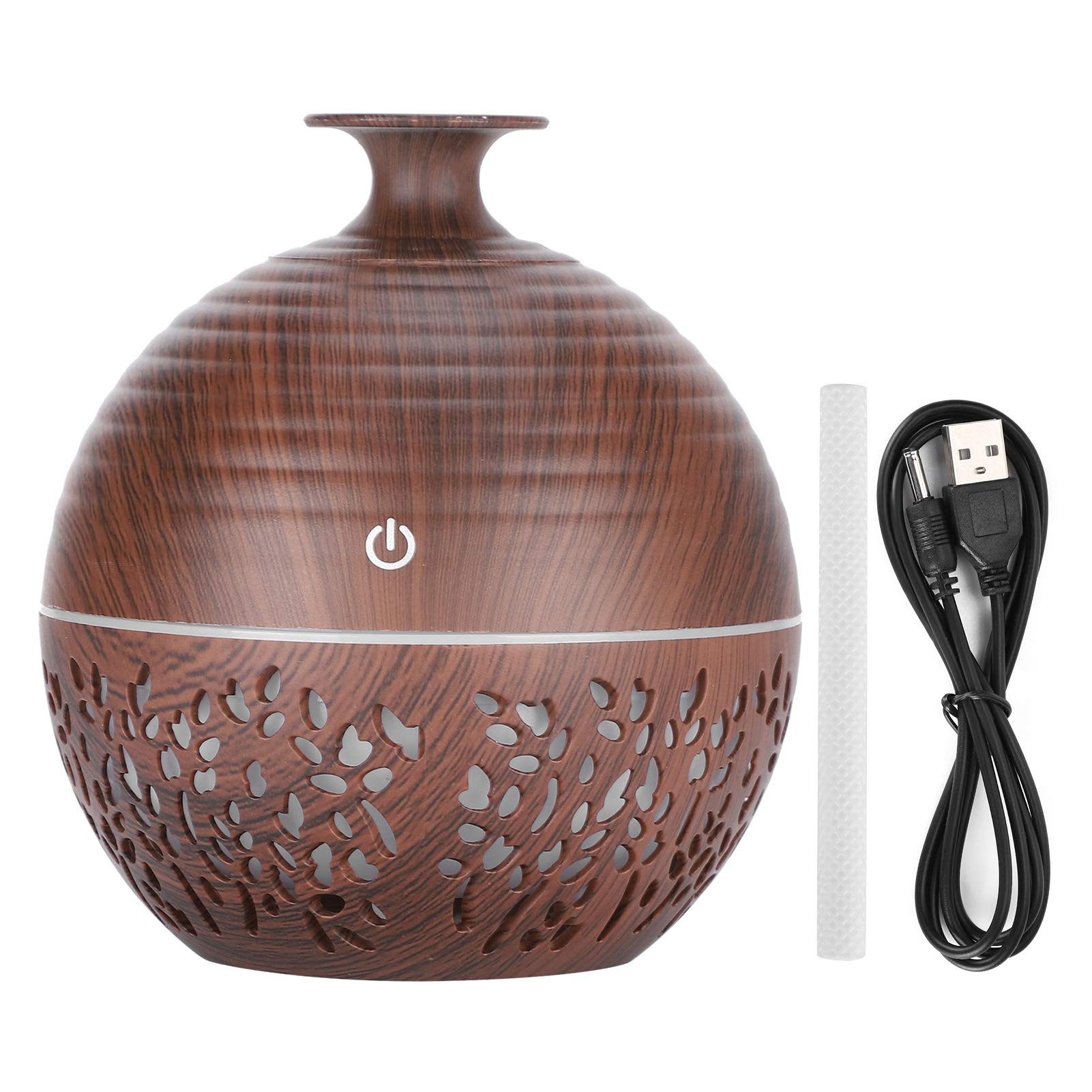 Wood Grain USB Air Humidifier & Essential Oil Diffuser - 130ml Cool Mist Vaporizer with 7 Color LED Lights for Home, Bedroom, Office | Perfect for Dry Air Relief, Aromatherapy and Decorative Night Light