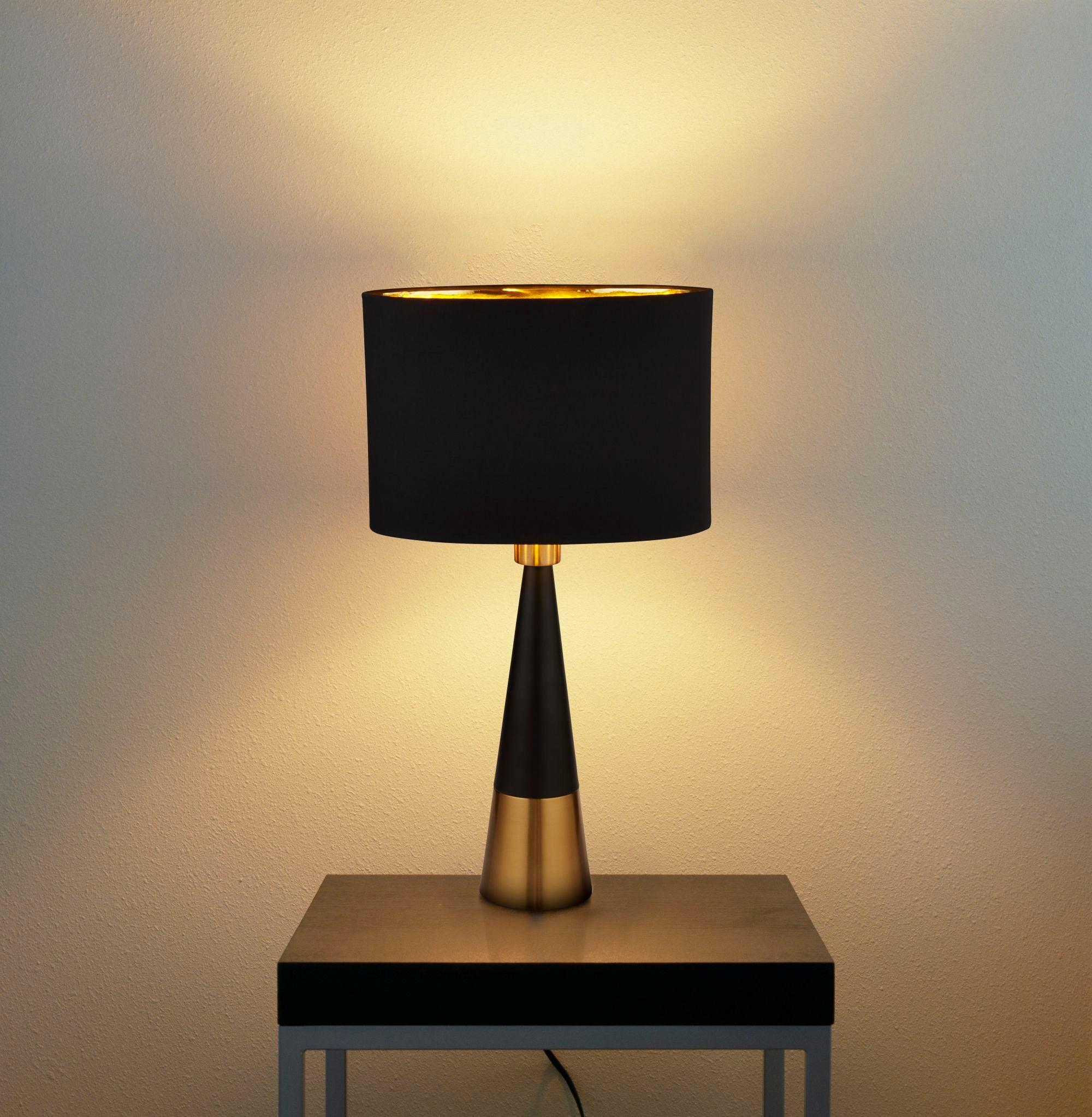 Chloe Black & Copper Pyramid Table Lamp with Black Shade - Modern Home & Office Lighting for Bedroom, Living Room, Study Desk Decor
