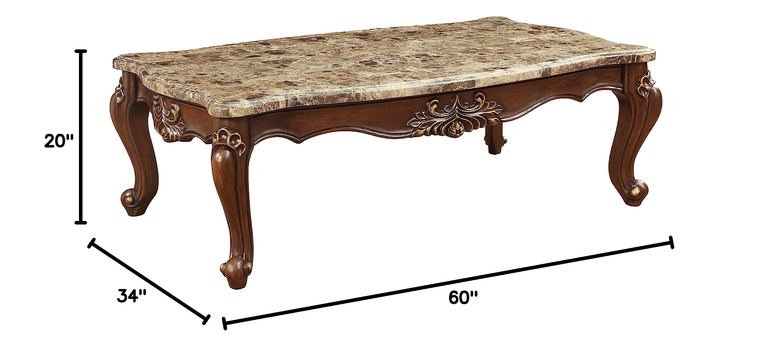 Acme Shalisa Coffee Table - Elegant Marble & Walnut Traditional Design - Perfect for Living Room, Lounge, or Office Decor