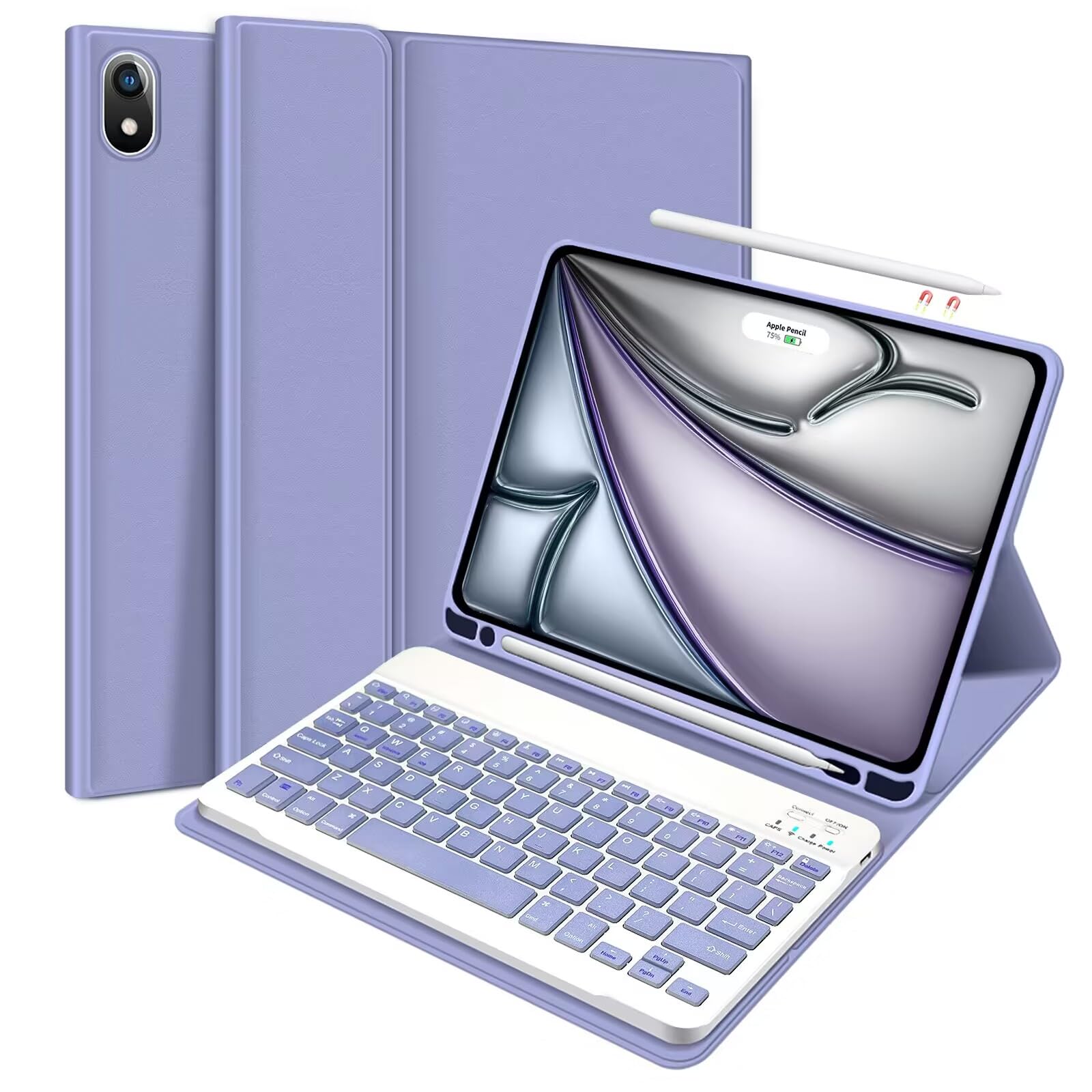 iPad Air 6th/5th/4th Generation Case with Keyboard (2024/2022/2020 Models) - 11/10.9 Inch Detachable Wireless Keyboard Cover with Pencil Holder & Auto Sleep/Wake | Purple Protective Case for Work, School & Travel
