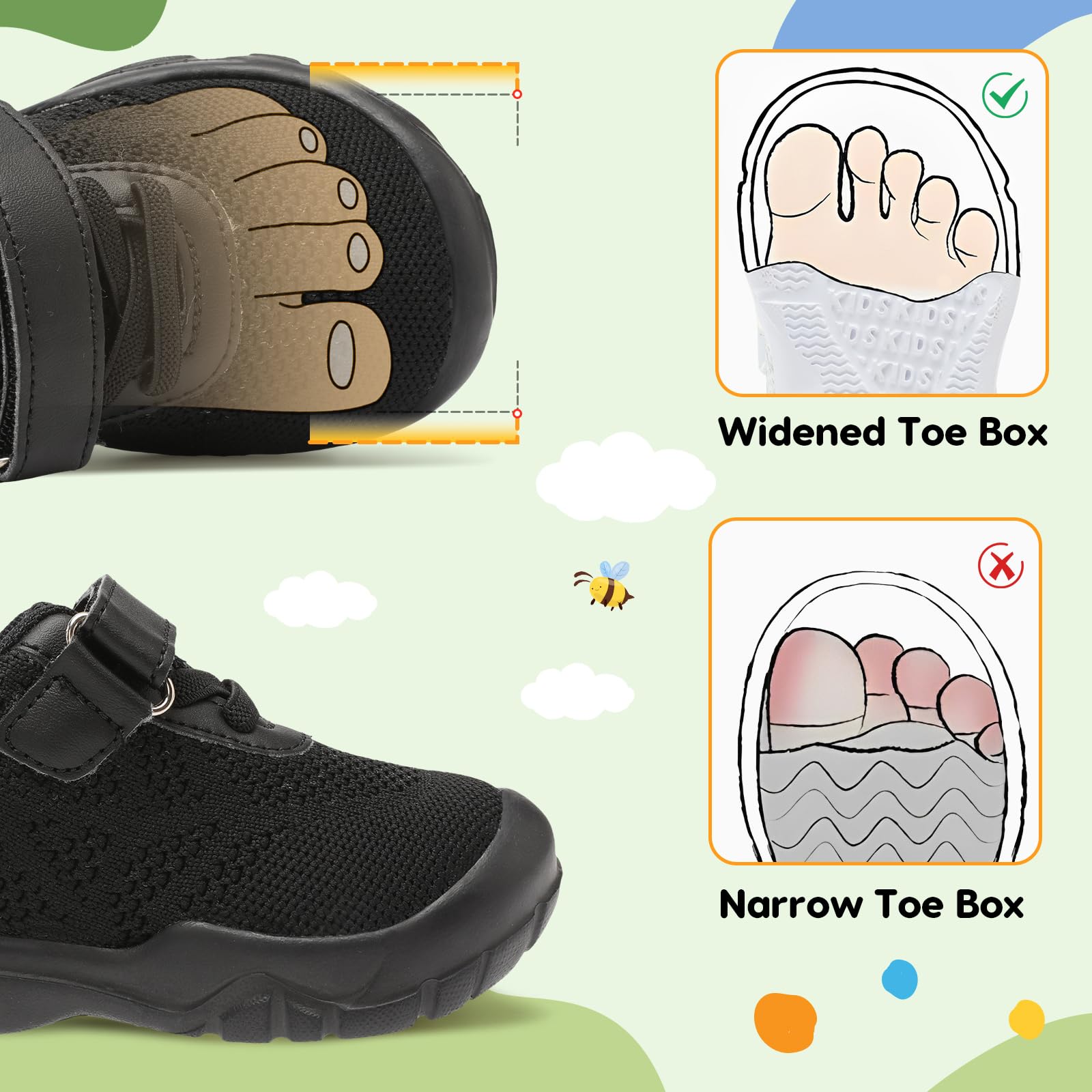 BARERUN Barefoot Shoes for Toddlers Boys & Girls - Breathable Kids Sneakers for School, Tennis, Running & Walking - Slip On Lightweight Infant Shoes (Perfect for Playground, Gym Class & Everyday Wear)