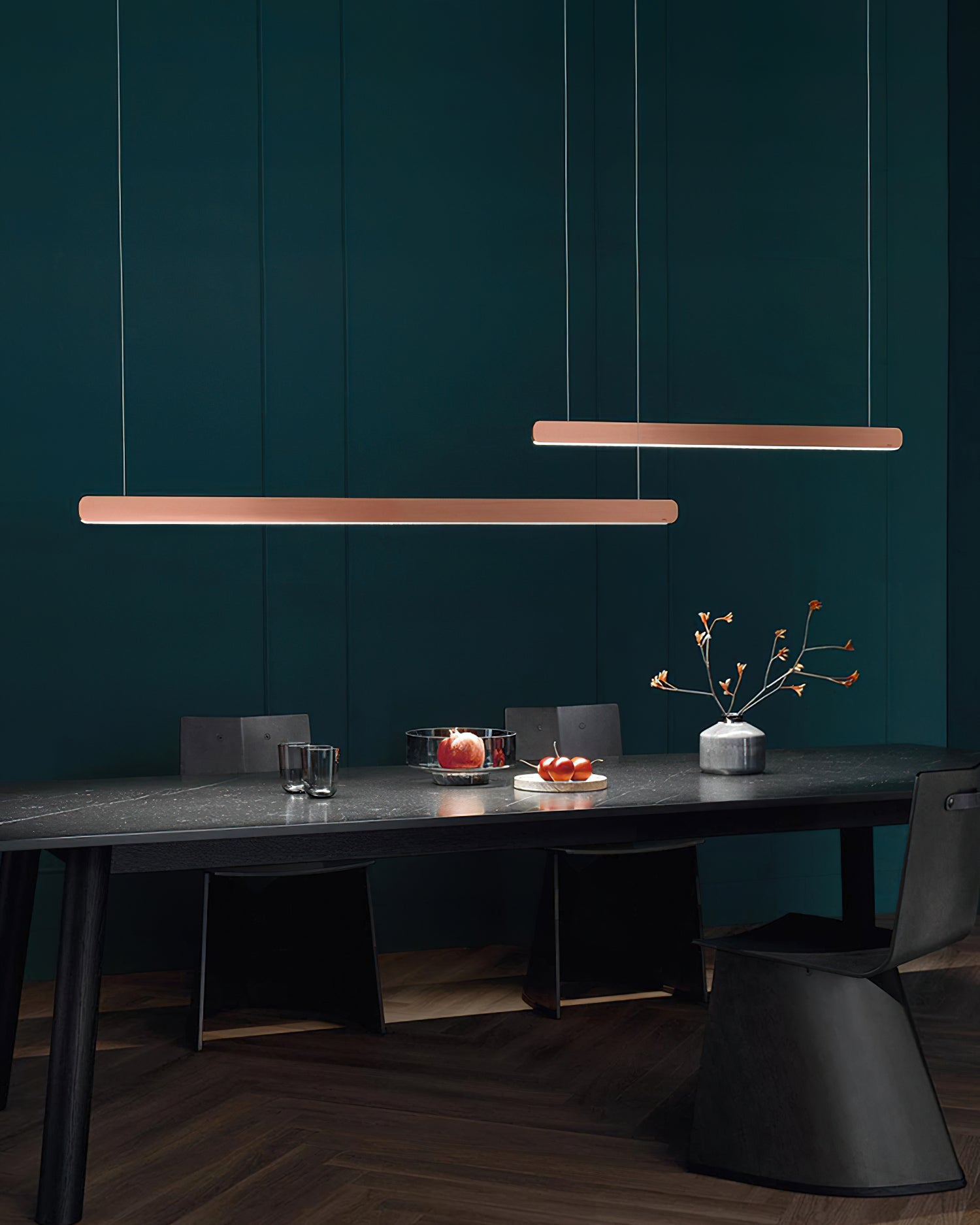 Modern Linear Pendant Light - Adjustable LED Hanging Lamp for Kitchen Island, Dining Room & Office - Sleek Minimalist Design with Warm/Cool Lighting Options