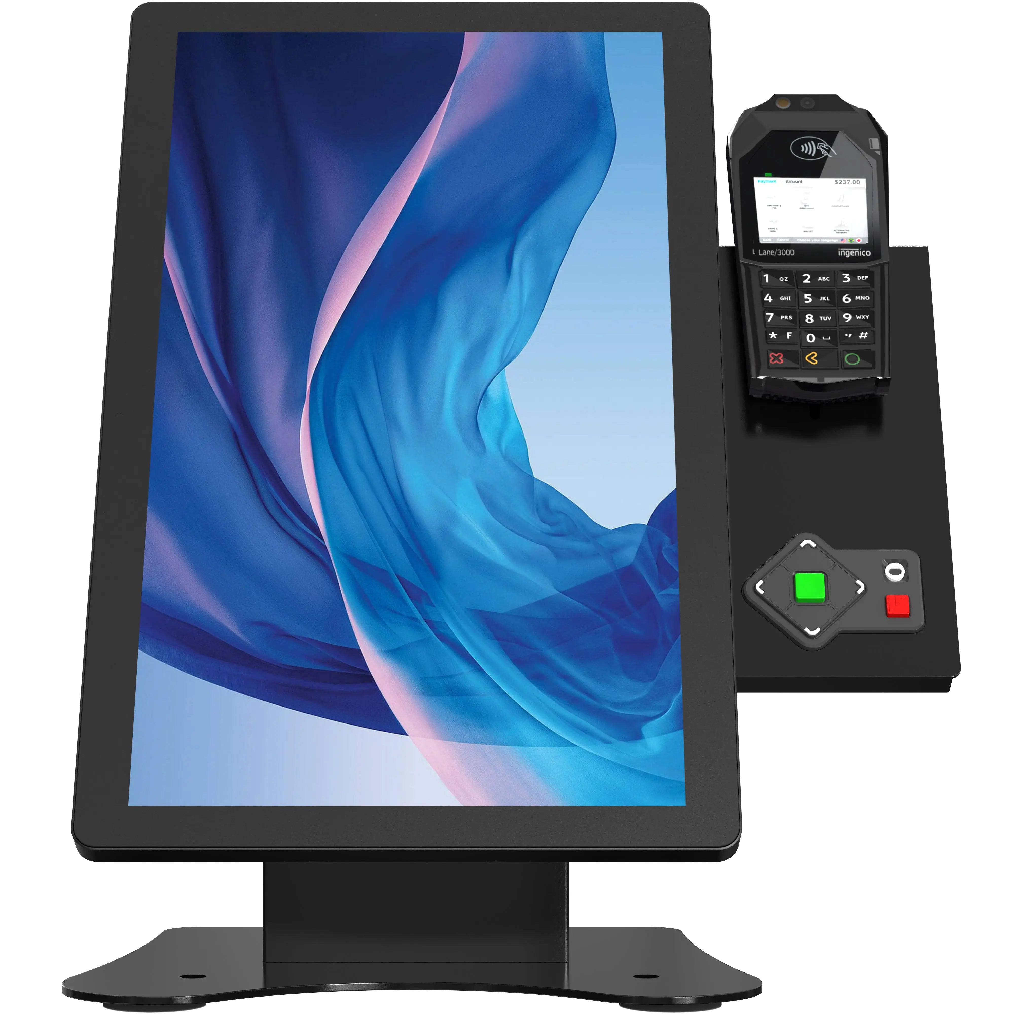 VESA Compatible Desk Mount with Printer Shelf Compartment - Adjustable Monitor Stand for Home & Office Workspace, Ergonomic Computer Monitor Arm for Dual Screen Setup