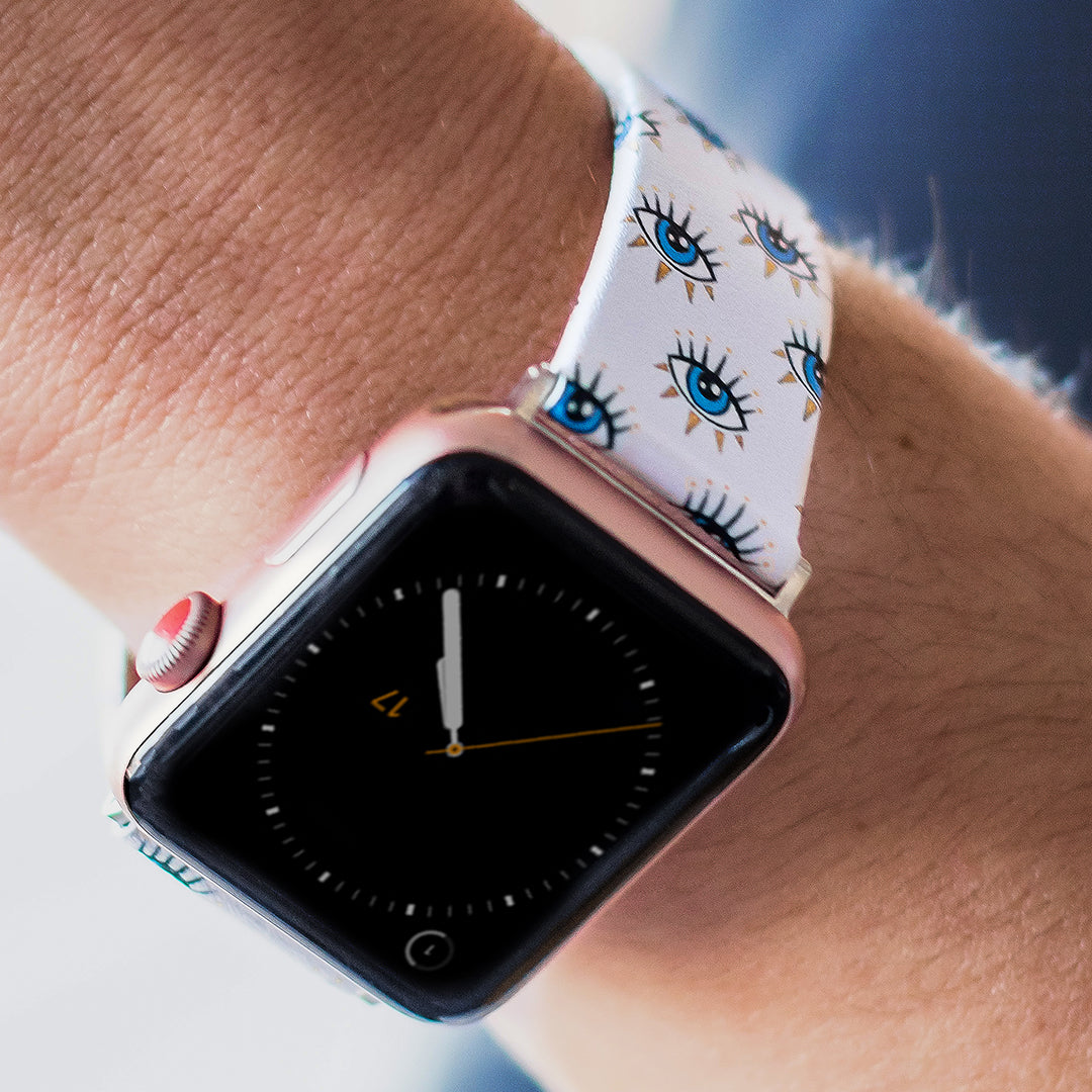 Evil Eye Apple Watch Band for Women & Men - Stylish & Protective Bracelet Strap for Apple Watch Series 8/7/6/5/4/3/SE - Perfect for Yoga, Workout, Gym & Everyday Wear