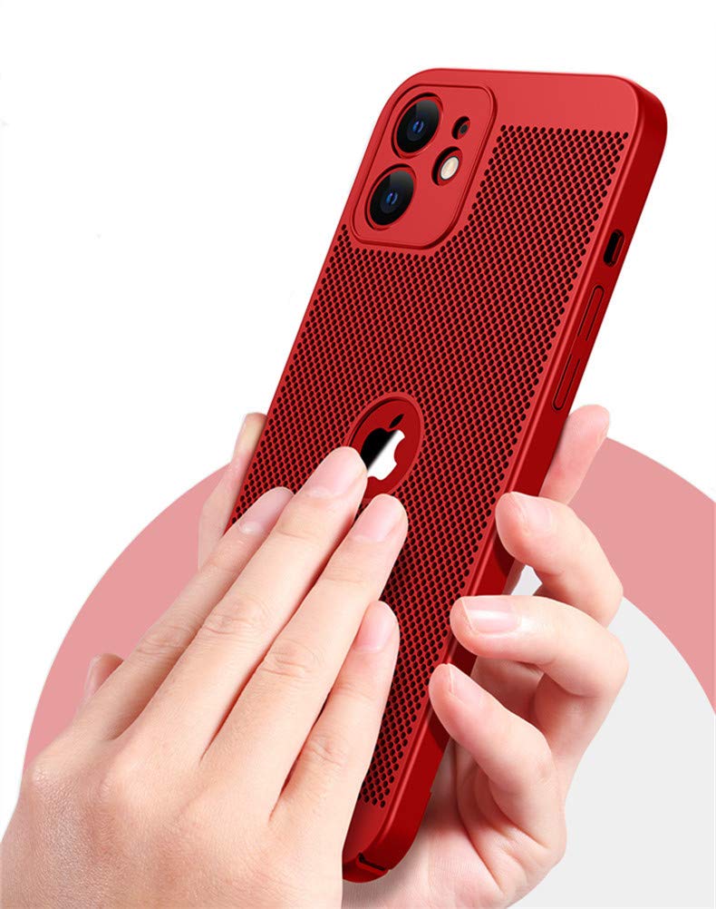 Ultra-Thin Slim Fit iPhone 12 Pro Max Case (6.7 inch 2020) - Breathable Cooling PC Back Cover with Skin Touch Feel & Heat Dissipation Technology | Perfect for Daily Use, Work & Outdoor Activities | Red