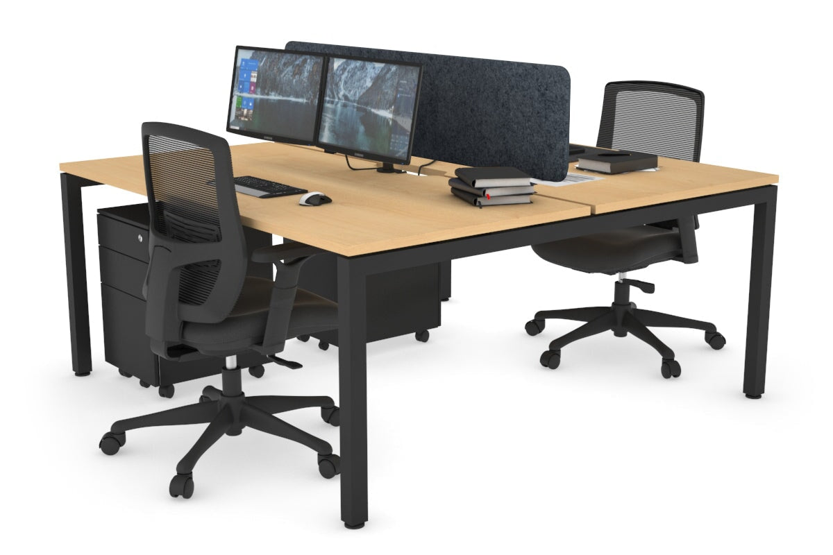 Quadro Square Legs 2 Person Office Workstation Desk - 1400L x 800W with Cable Management Scallop - Perfect for Shared Workspaces & Home Offices