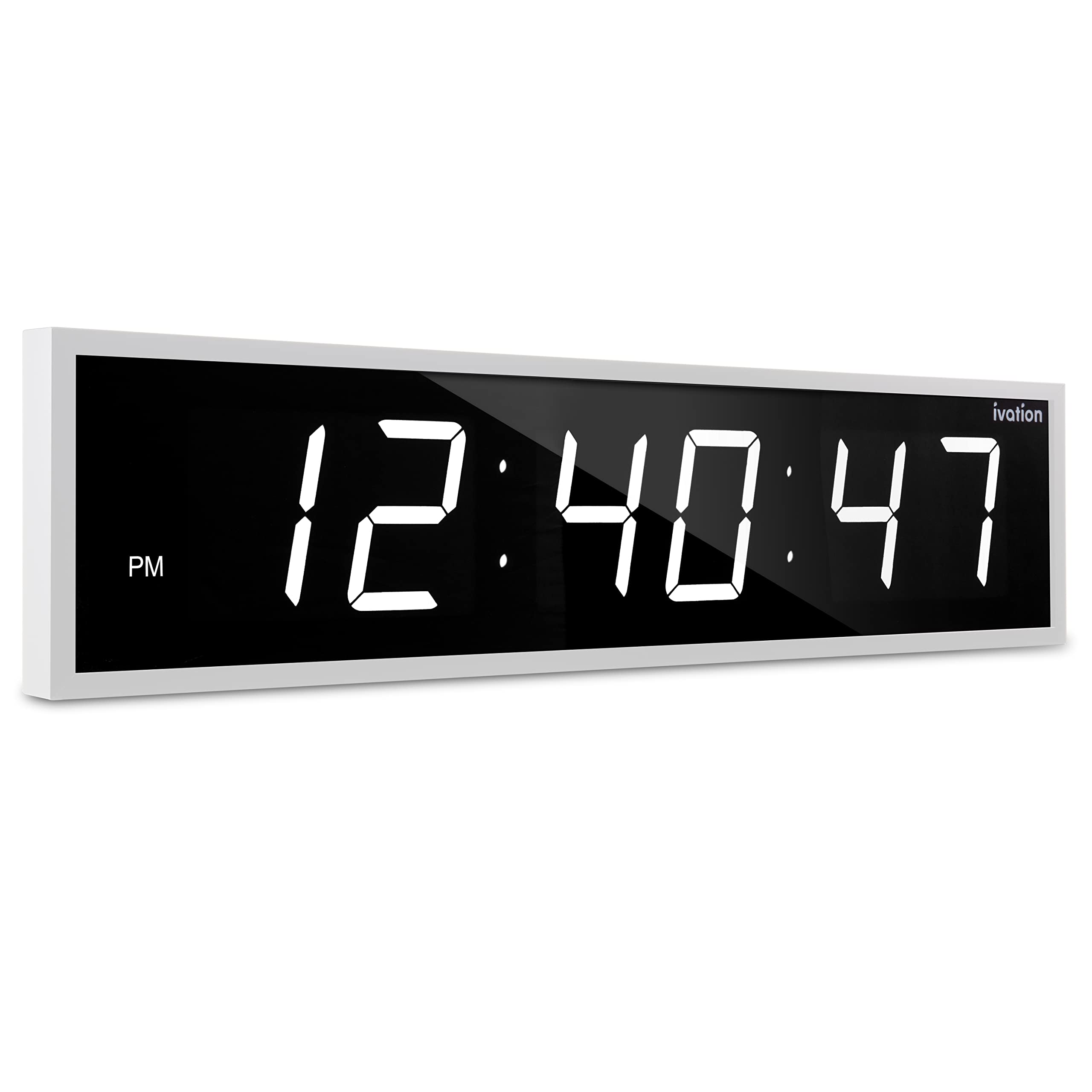 Ivation 36 Inch Large Digital LED Wall Clock with Oversized Display - White - Perfect for Living Room, Bedroom, Office & Classroom (Shelf or Wall Mount)