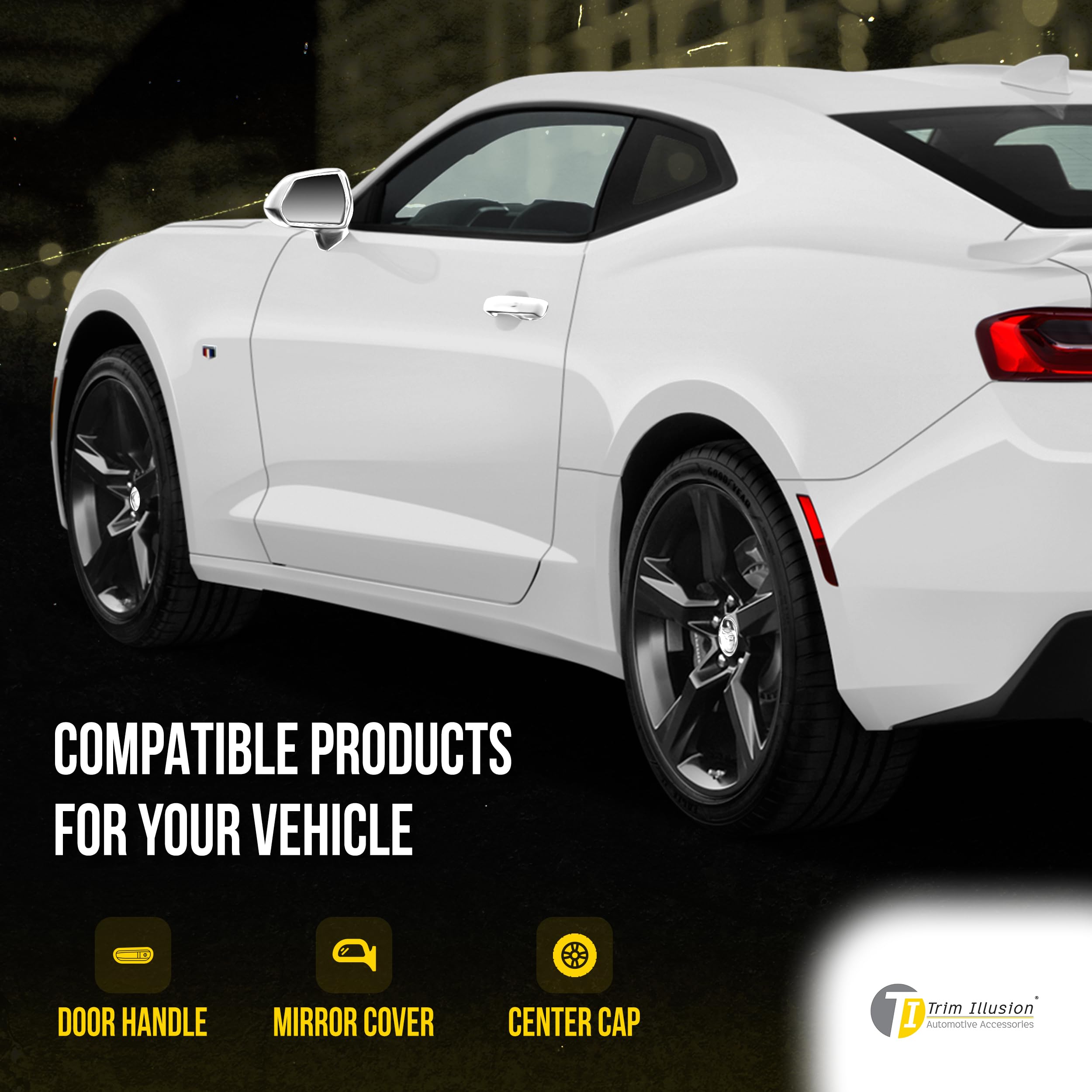 Chrome Car Side Rear View Mirror Cover Caps for Chevrolet Camaro 2016-2023 - MC227 - Upgrade & Protect Your Mirror (Perfect for Daily Driving, Car Shows & Customization)