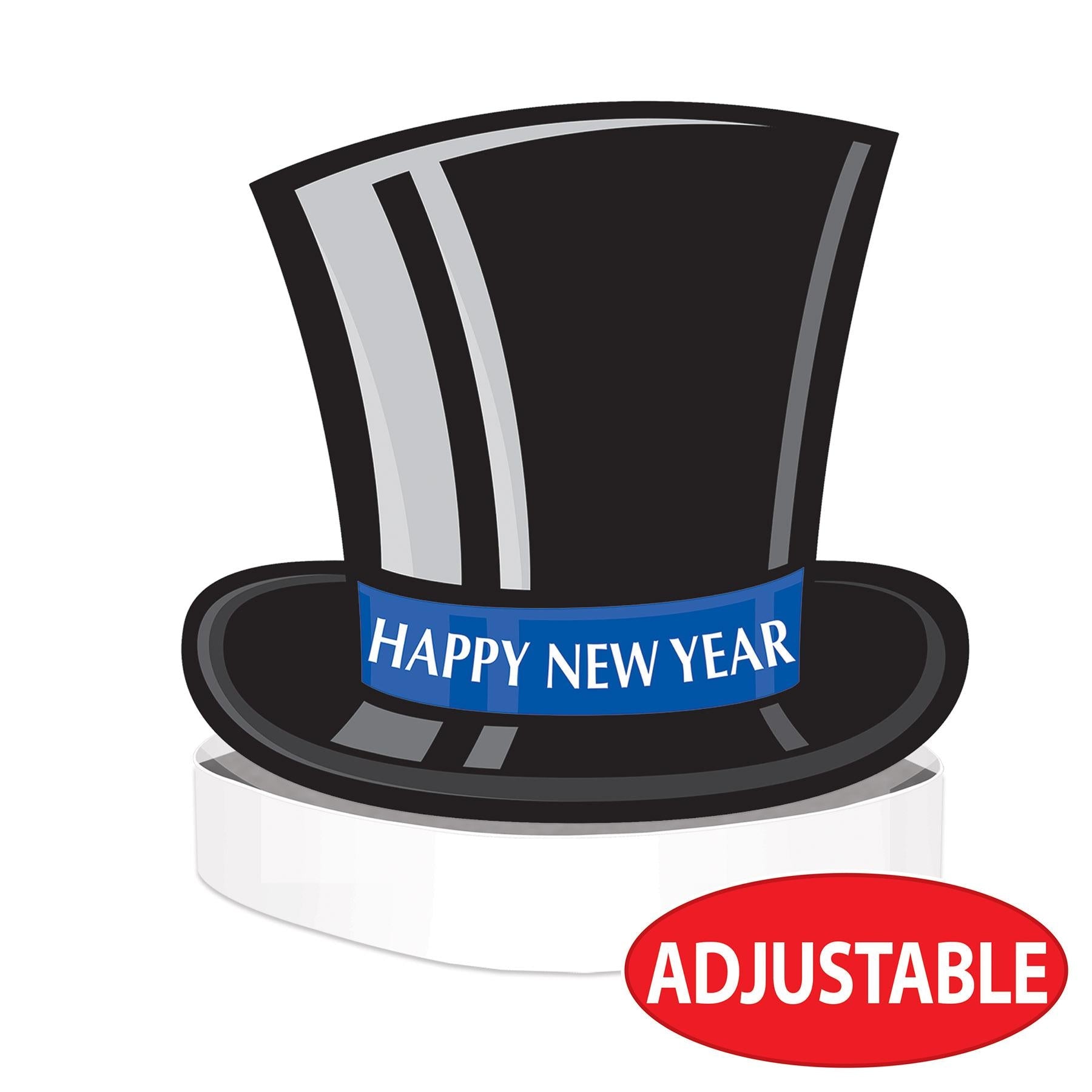 12 Pack Happy New Year Top Hat Headbands - Party Favor Supplies for New Year's Eve Celebration, Countdown Party, and Festive Events