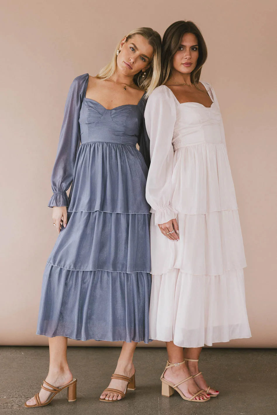 Elegant Slate Blue Shimmery Midi Dress for Women - Perfect for Evening Parties & Special Occasions