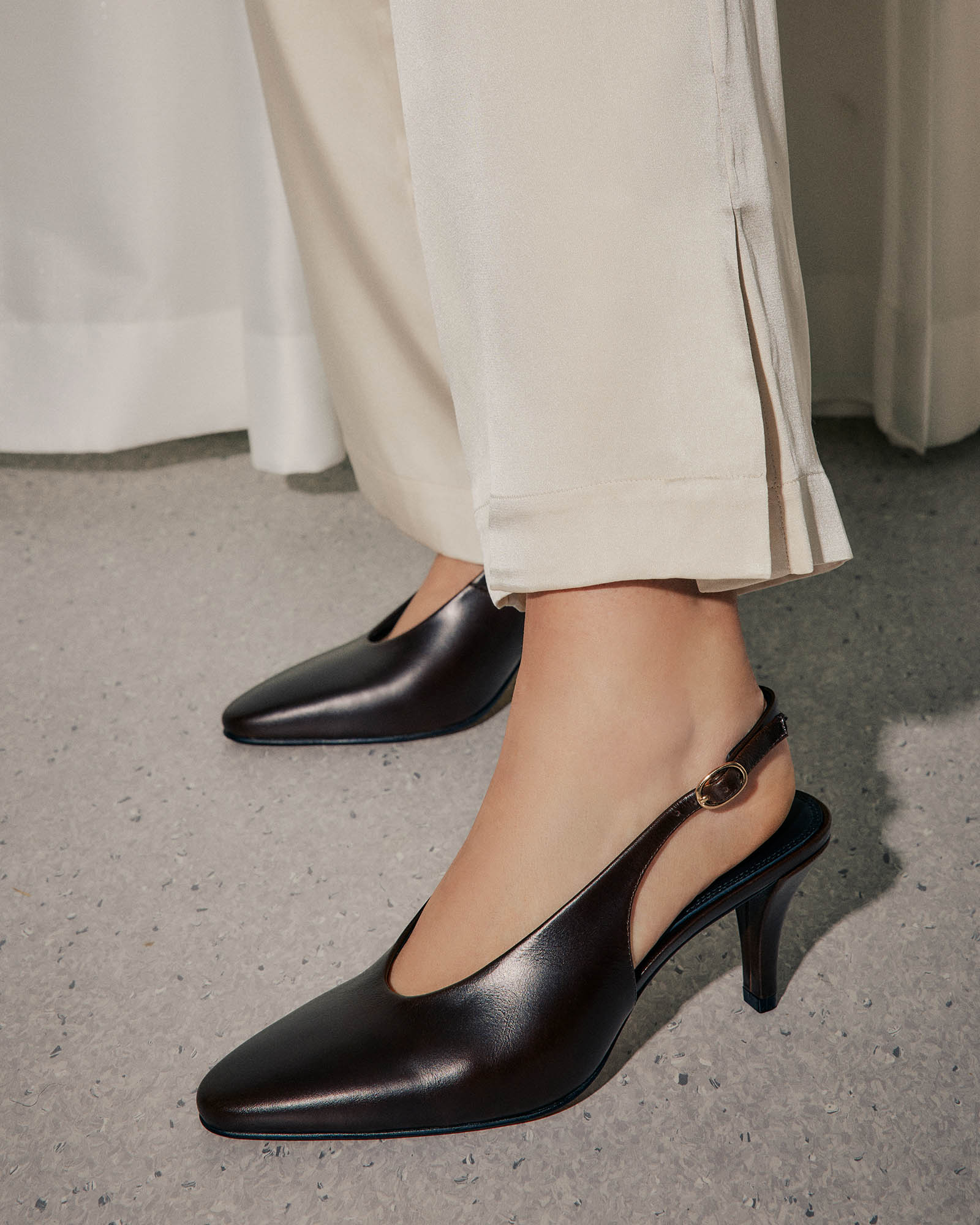 Justine Mid Heel Espresso Leather Women's Shoes - Comfortable & Stylish for Work, Office & Casual Wear
